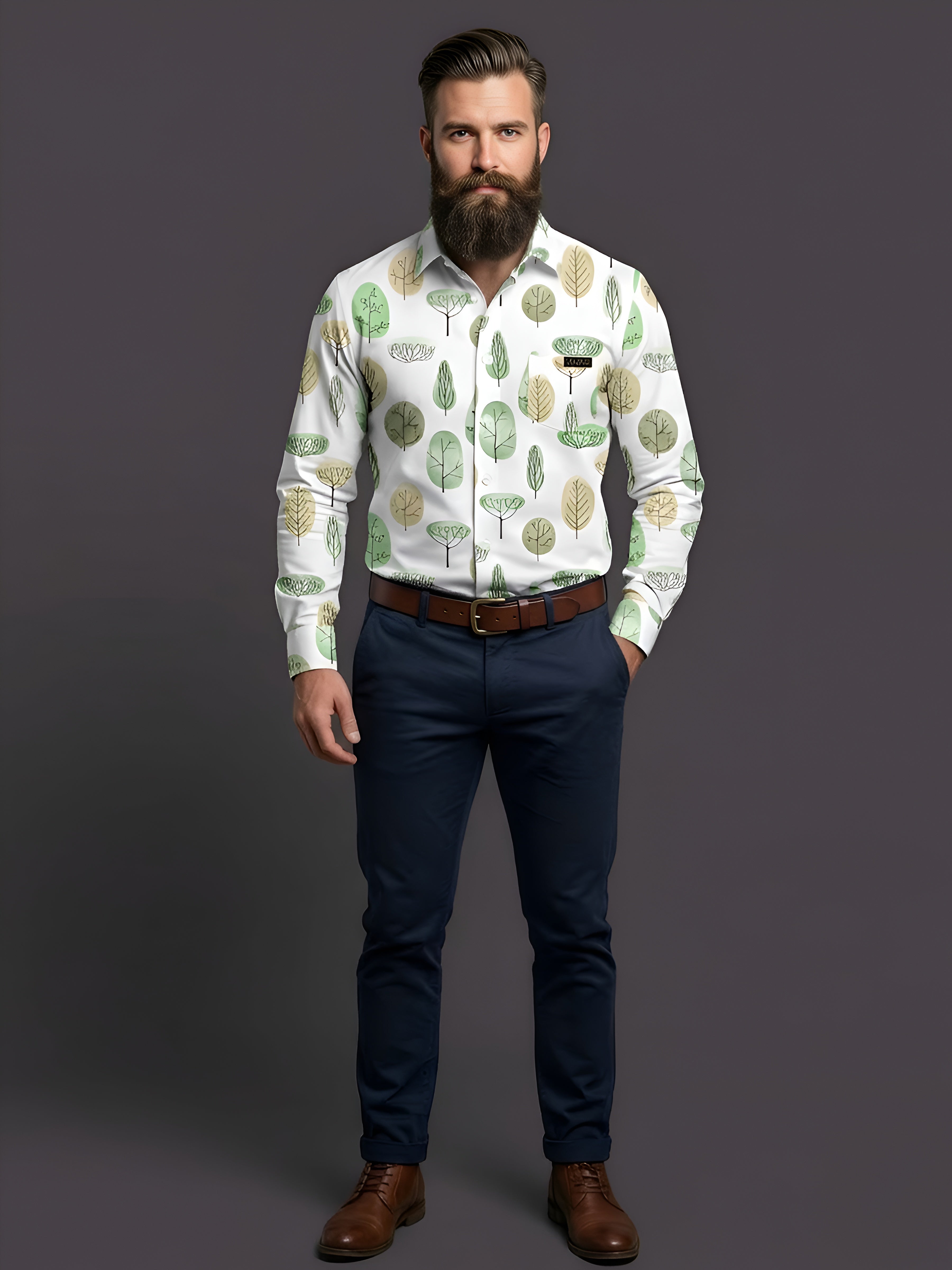 Man`s Digital Printed Creamy Colors Full Sleeve Shits 06