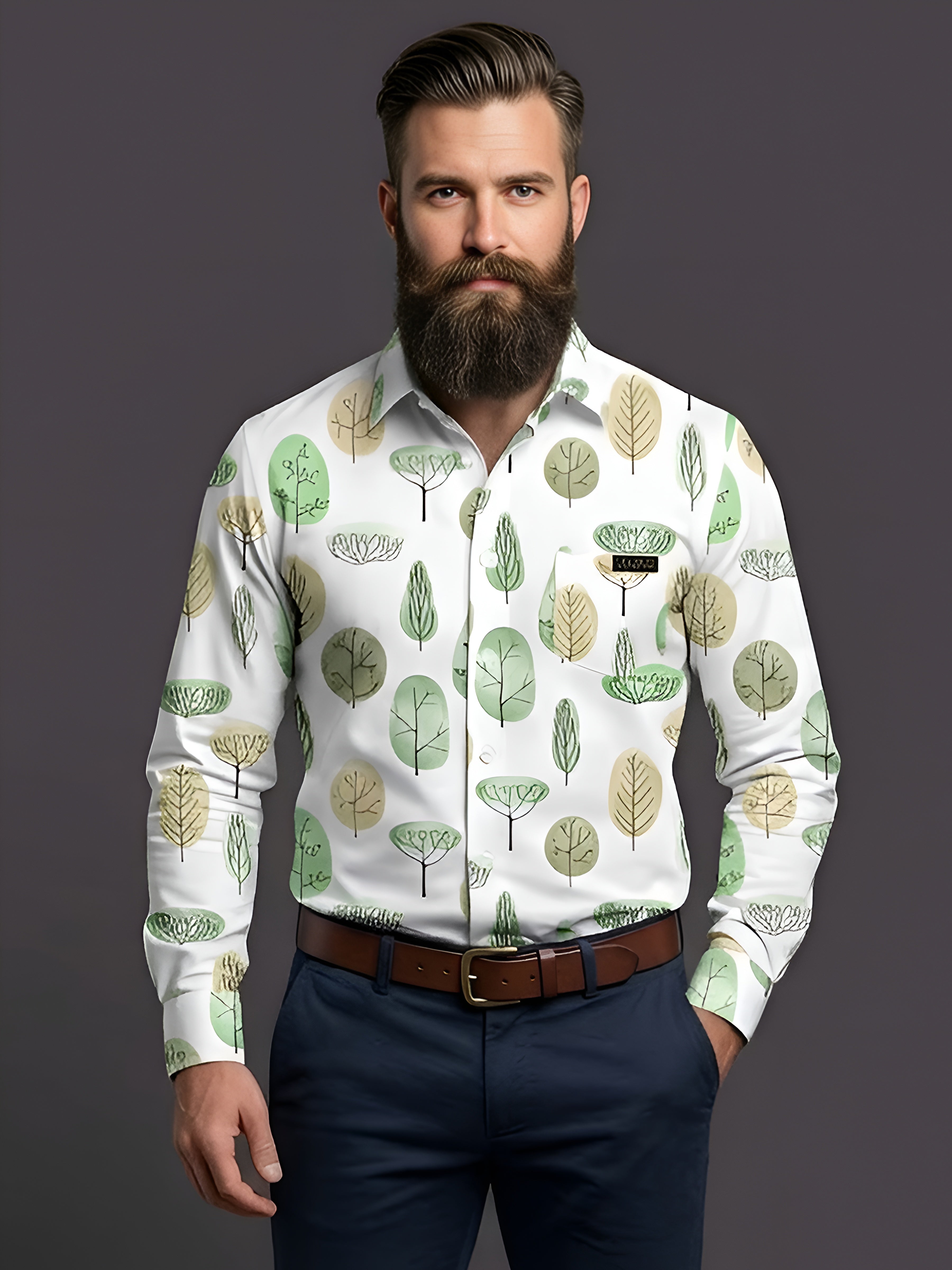 Man`s Digital Printed Creamy Colors Full Sleeve Shits 06