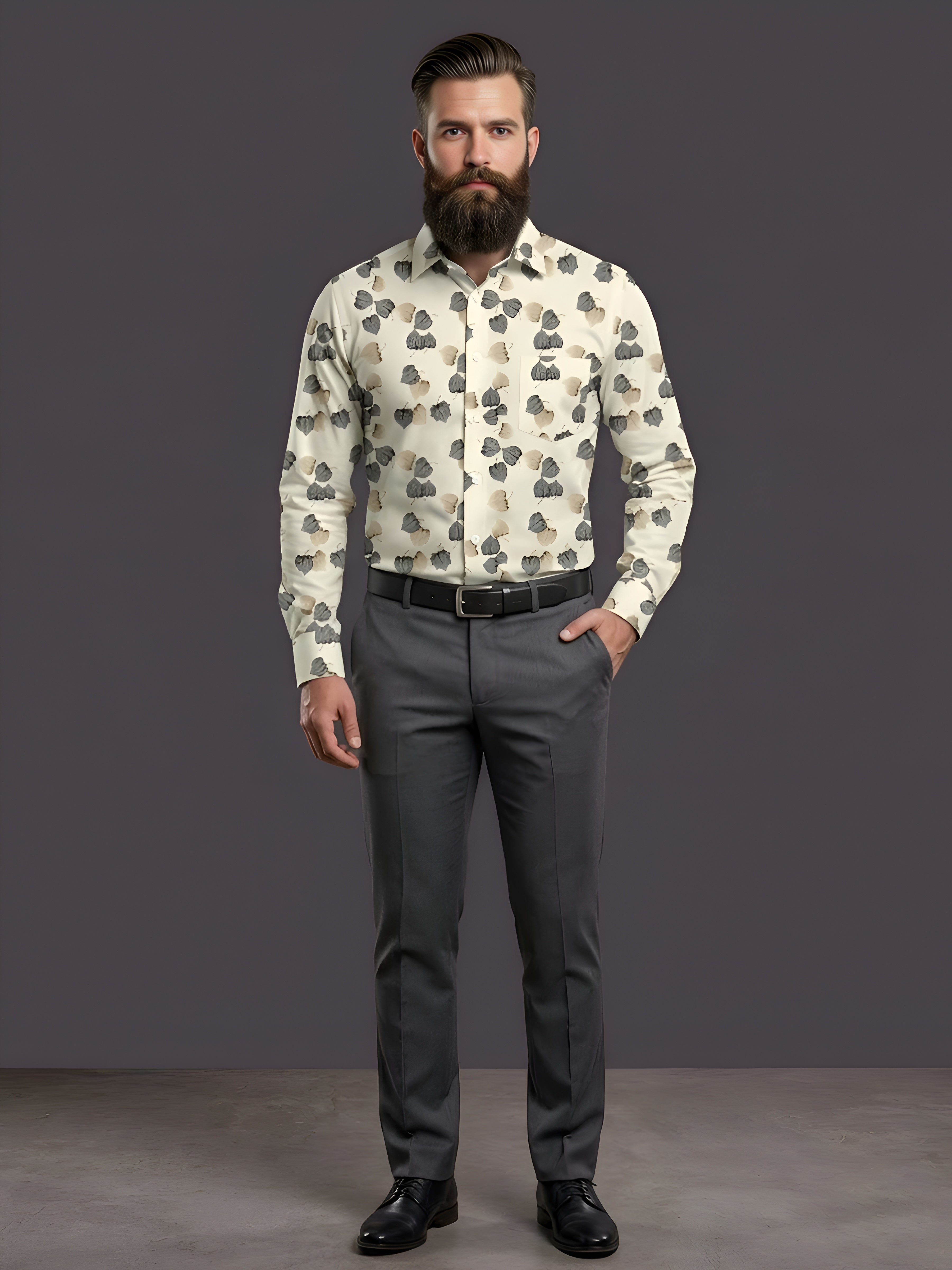 Man`s Digital Printed Creamy Colors Full Sleeve Shits 07