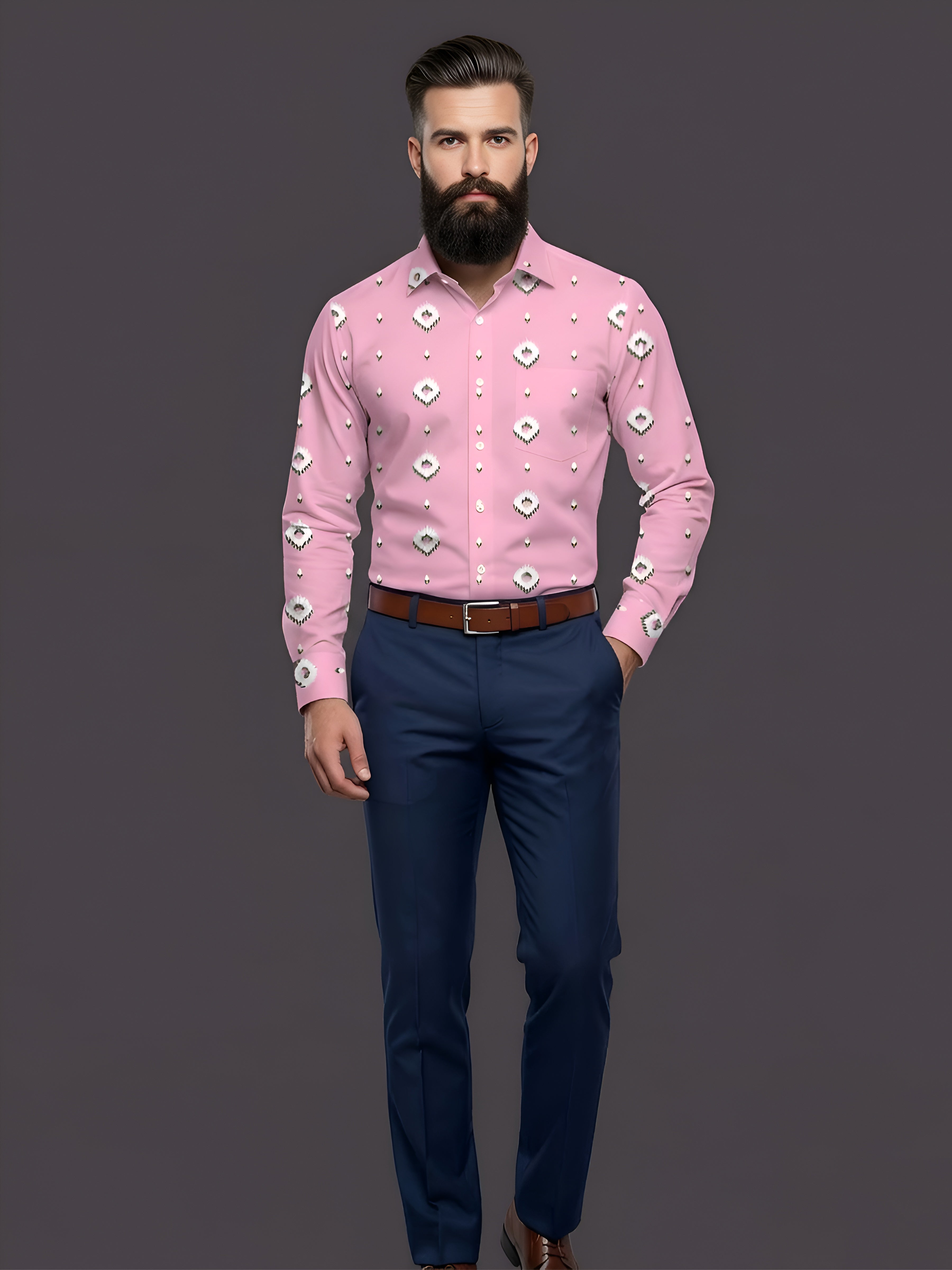Man`s Digital Printed Creamy Colors Full Sleeve Shits 13
