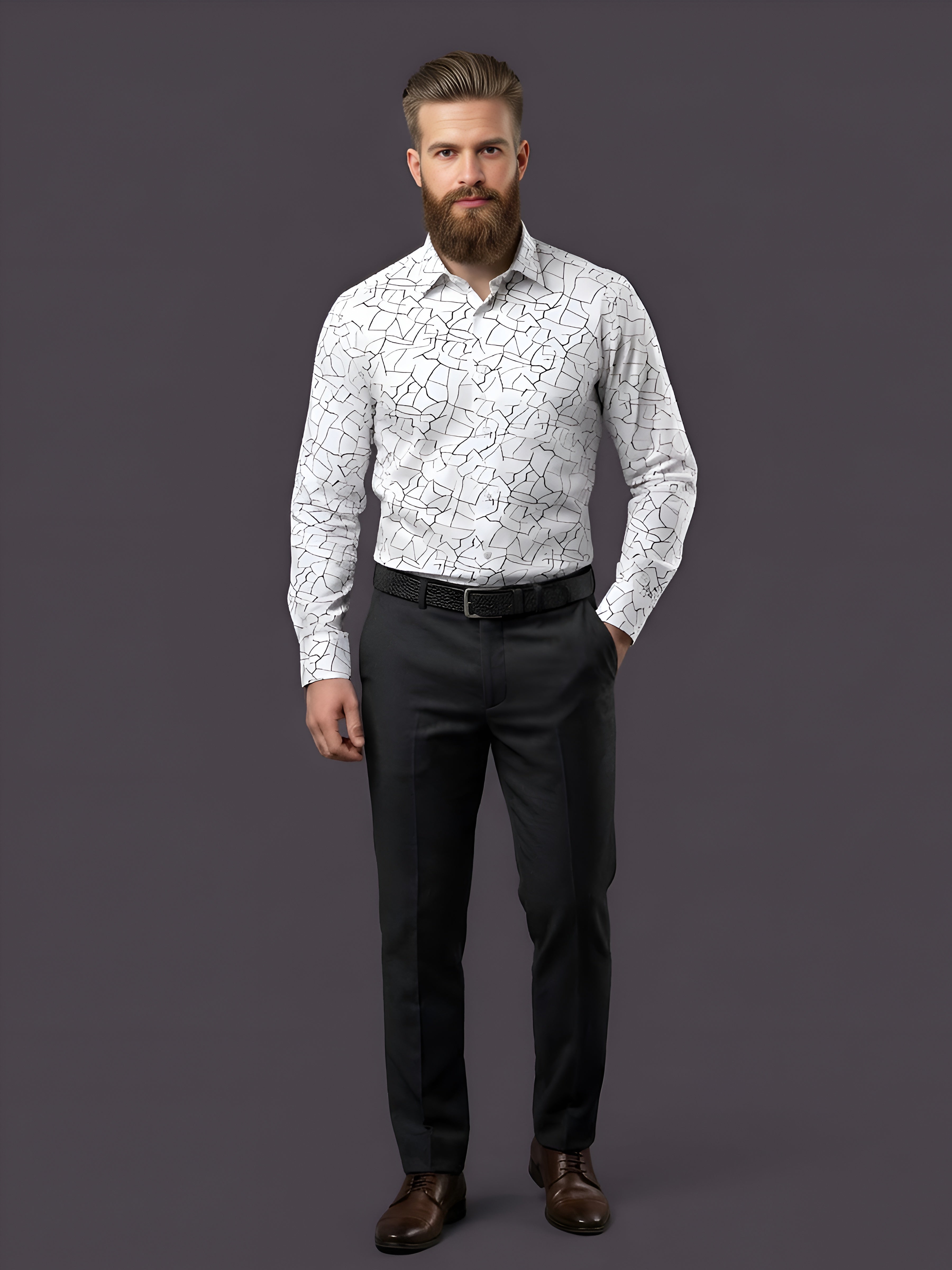 Man`s Digital Printed Creamy Colors Full Sleeve Shits 15