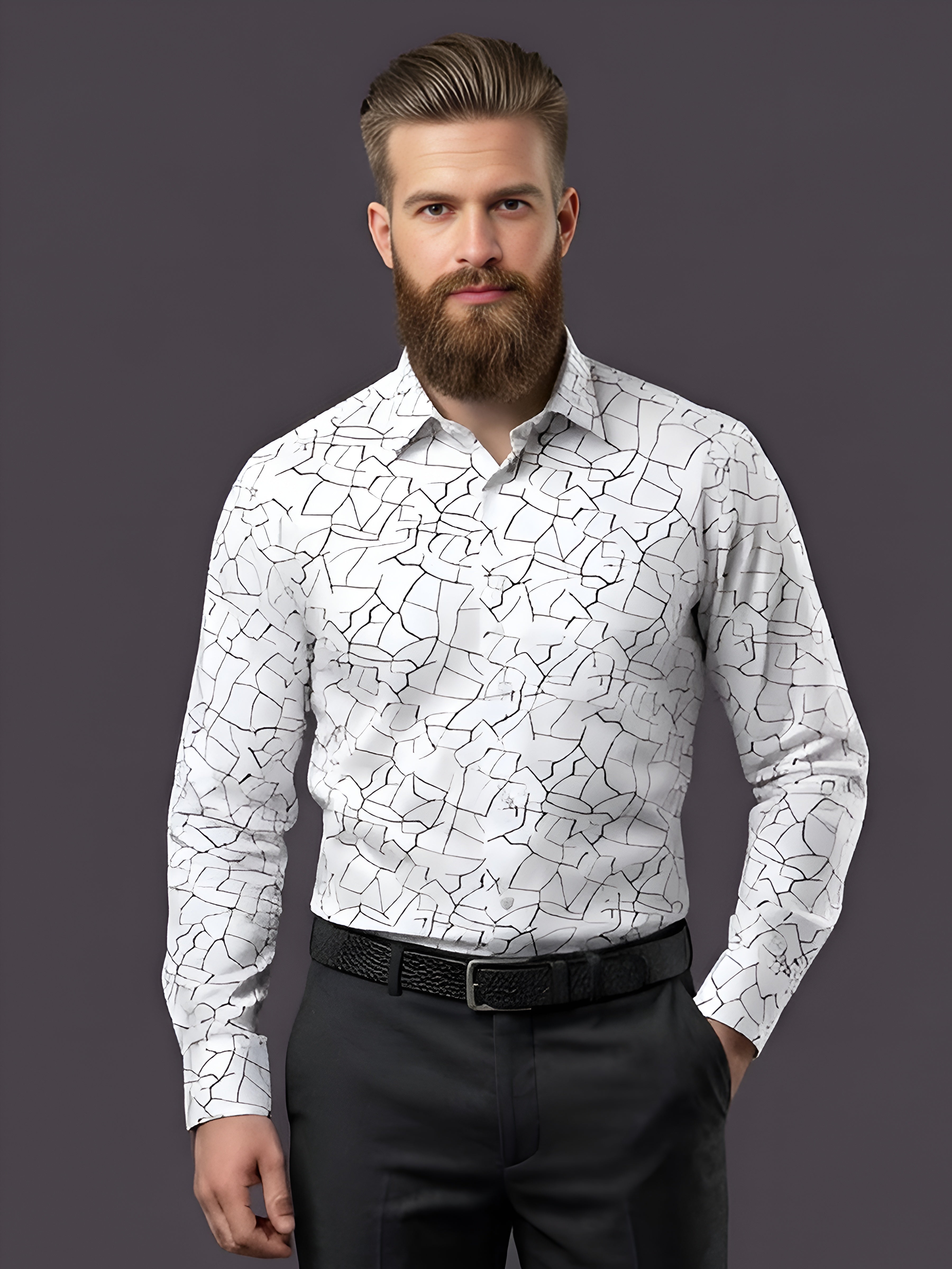 Man`s Digital Printed Creamy Colors Full Sleeve Shits 15