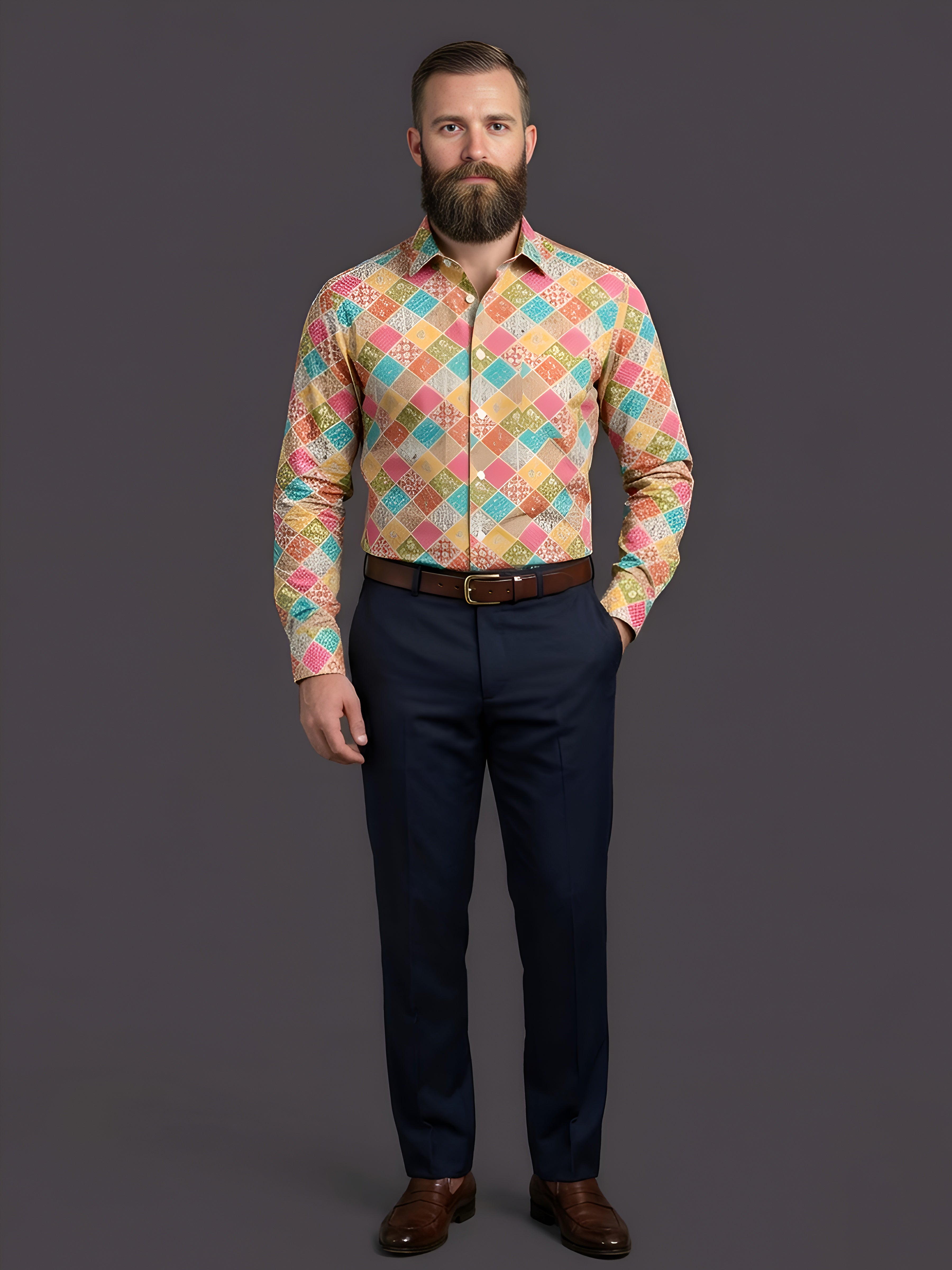 Man`s Digital Printed Creamy Colors Full Sleeve Shits 16