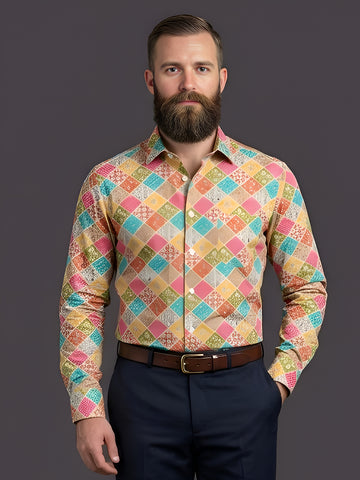 Man`s Digital Printed Creamy Colors Full Sleeve Shits 16