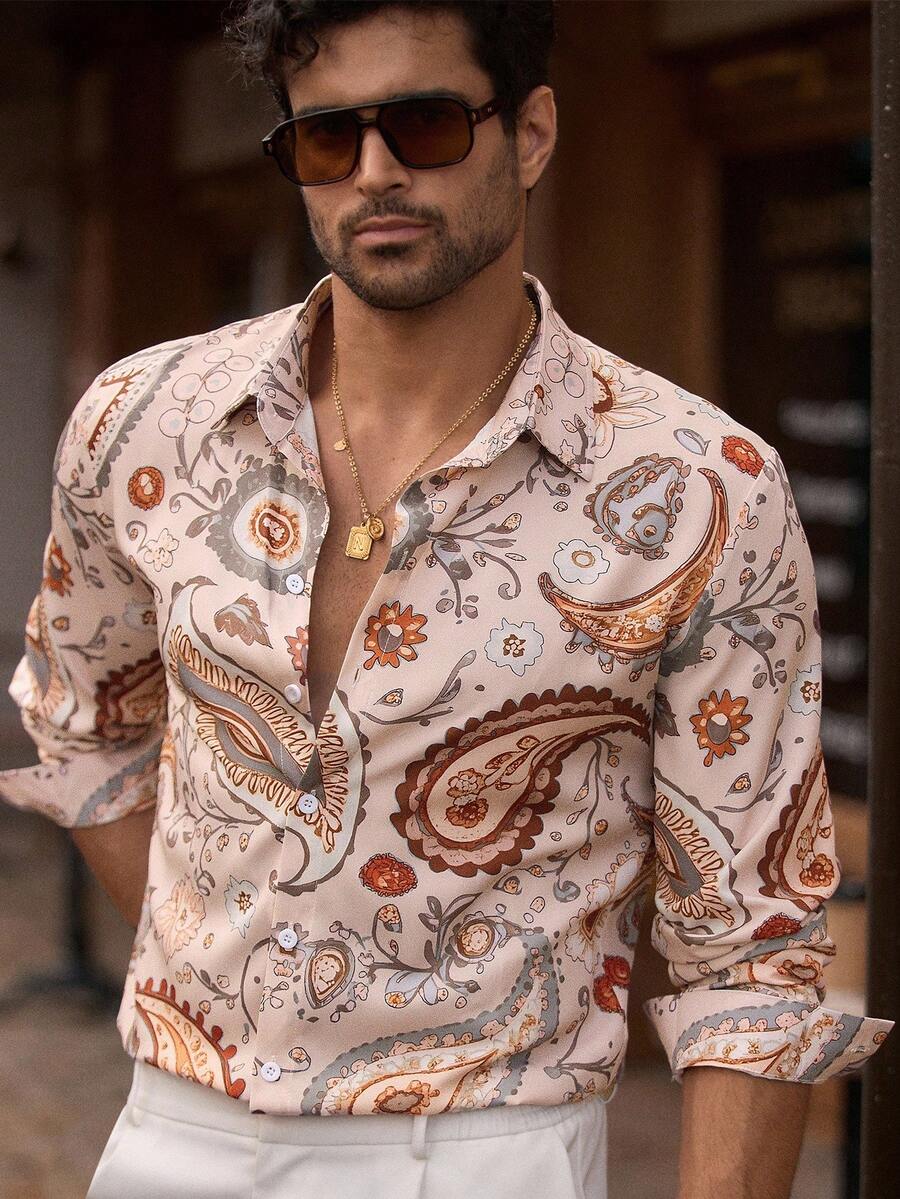 Men’s Premium Paisley Printed Shirt – Slim Fit Casual Designer Shirt