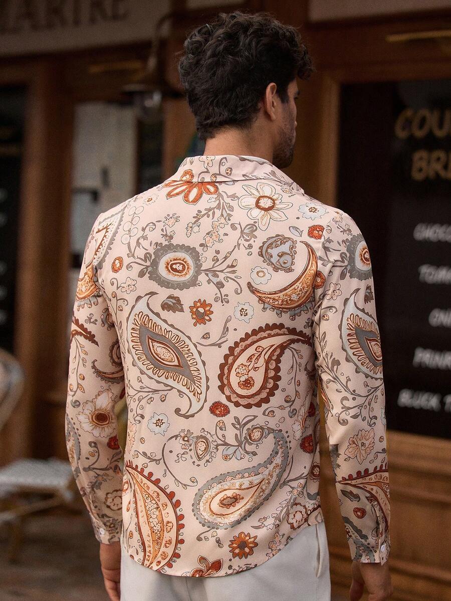 Men’s Premium Paisley Printed Shirt – Slim Fit Casual Designer Shirt