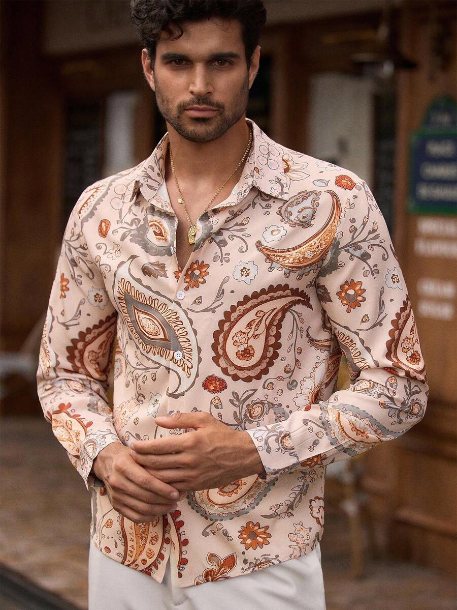 Men’s Premium Paisley Printed Shirt – Slim Fit Casual Designer Shirt