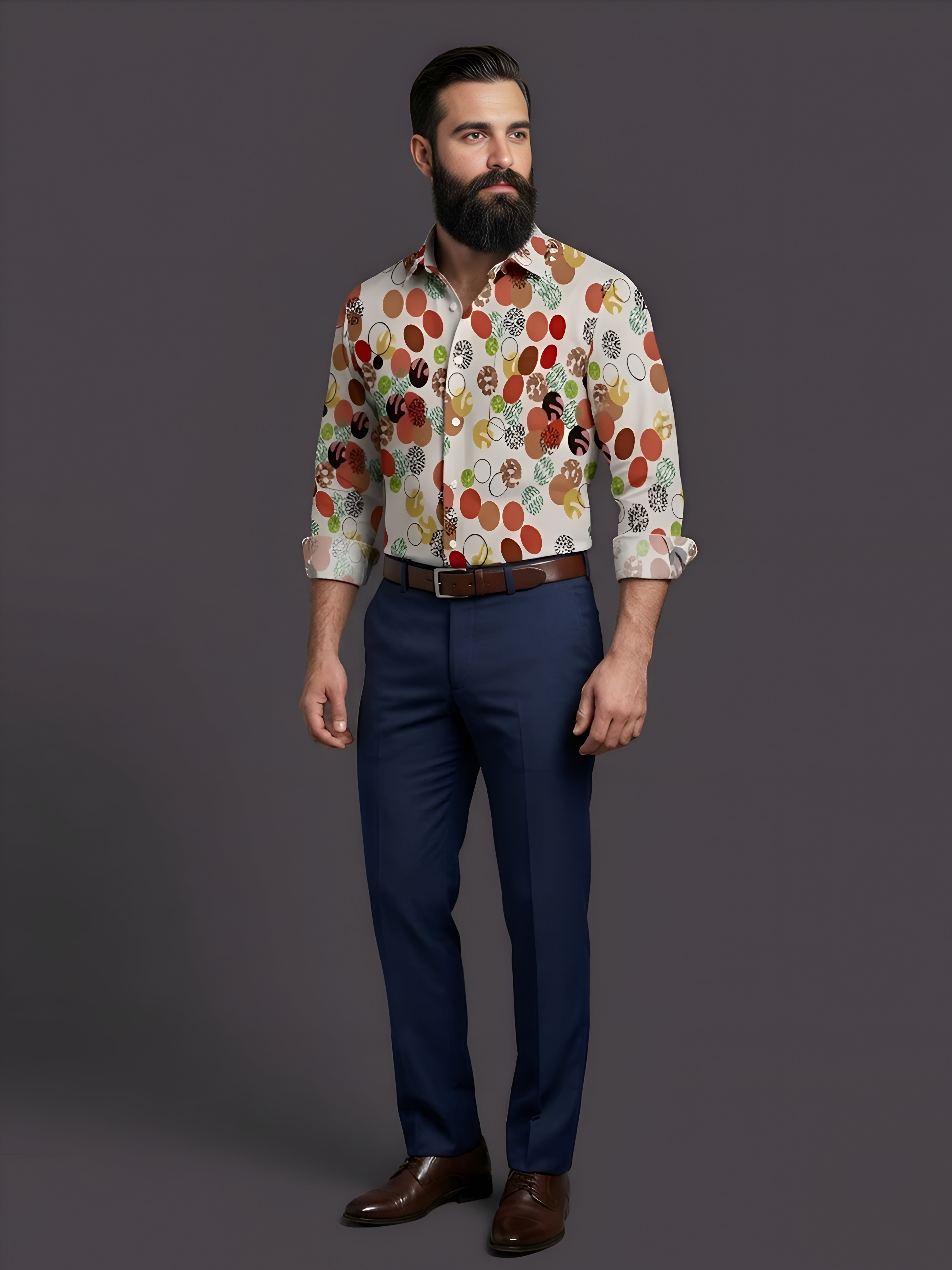 Man`s Digital Printed Creamy Colors Full Sleeve Shits 17