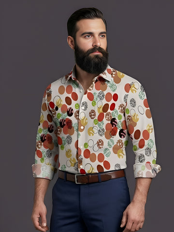 Man`s Digital Printed Creamy Colors Full Sleeve Shits 17