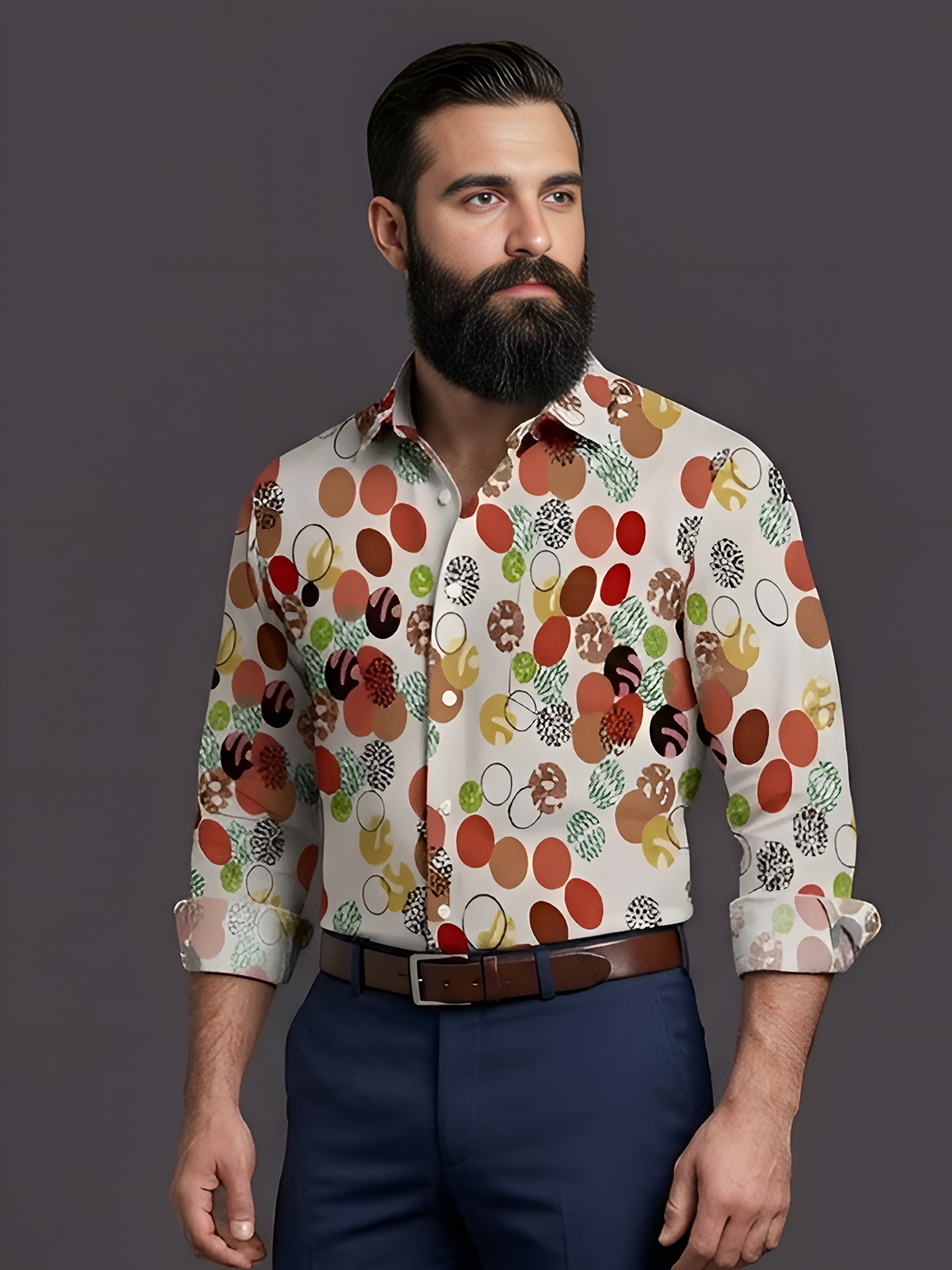 Man`s Digital Printed Creamy Colors Full Sleeve Shits 17