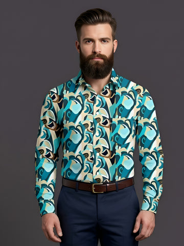 Man`s Digital Printed Creamy Colors Full Sleeve Shits 18
