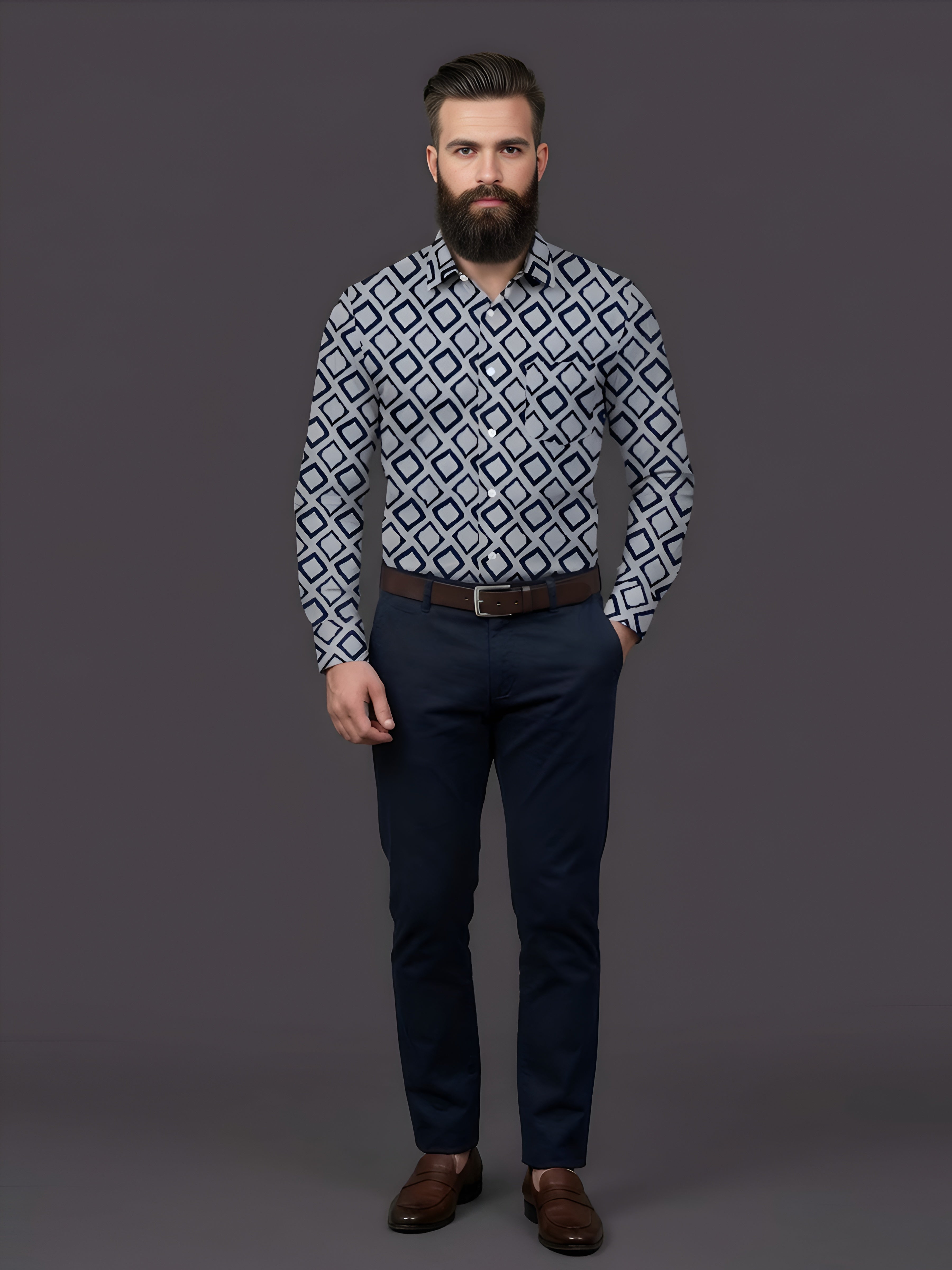 Man`s Digital Printed Creamy Colors Full Sleeve Shits 22