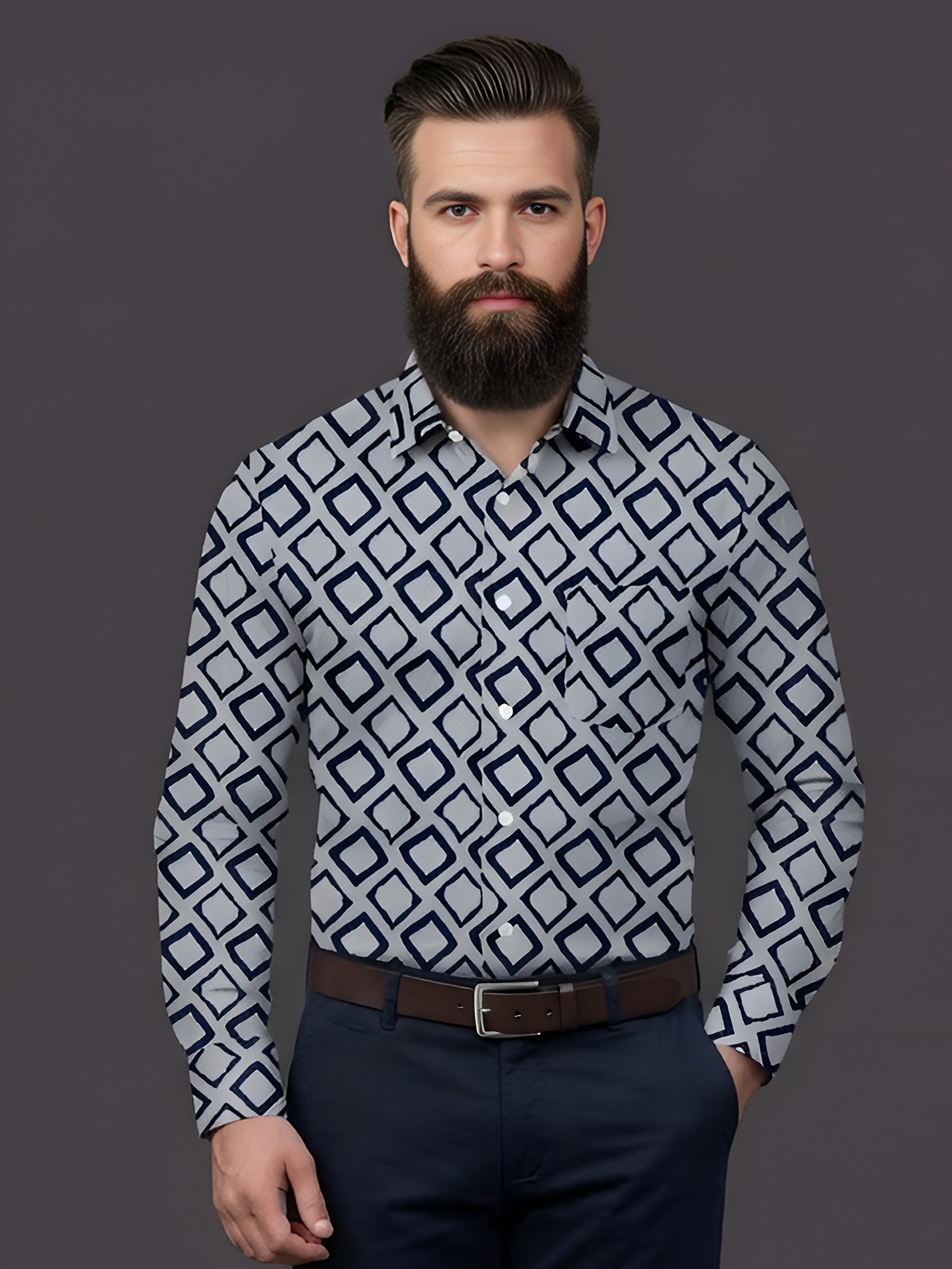 Man`s Digital Printed Creamy Colors Full Sleeve Shits 22