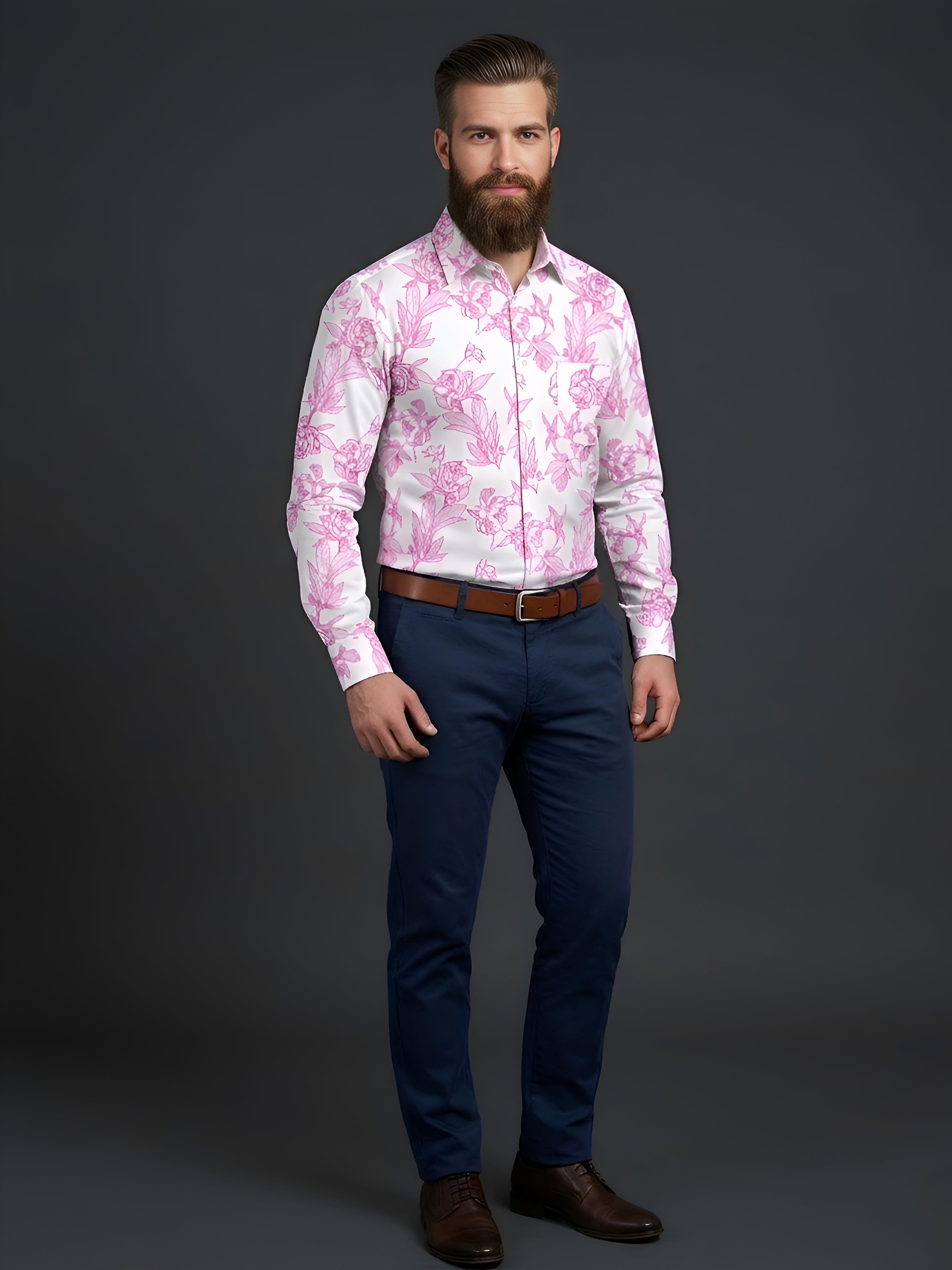 Man`s Digital Printed Creamy Colors Full Sleeve Shits 23