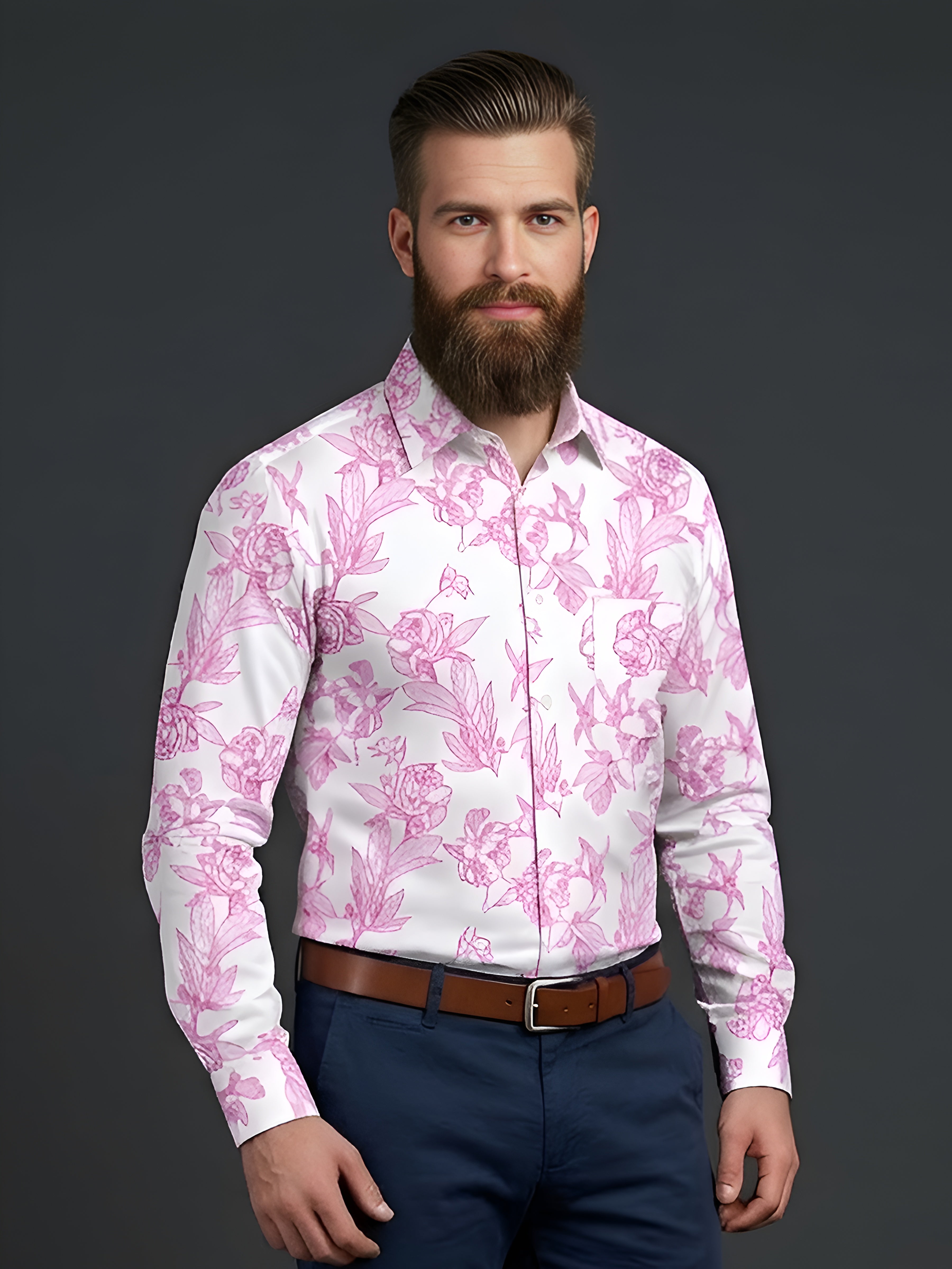 Man`s Digital Printed Creamy Colors Full Sleeve Shits 23