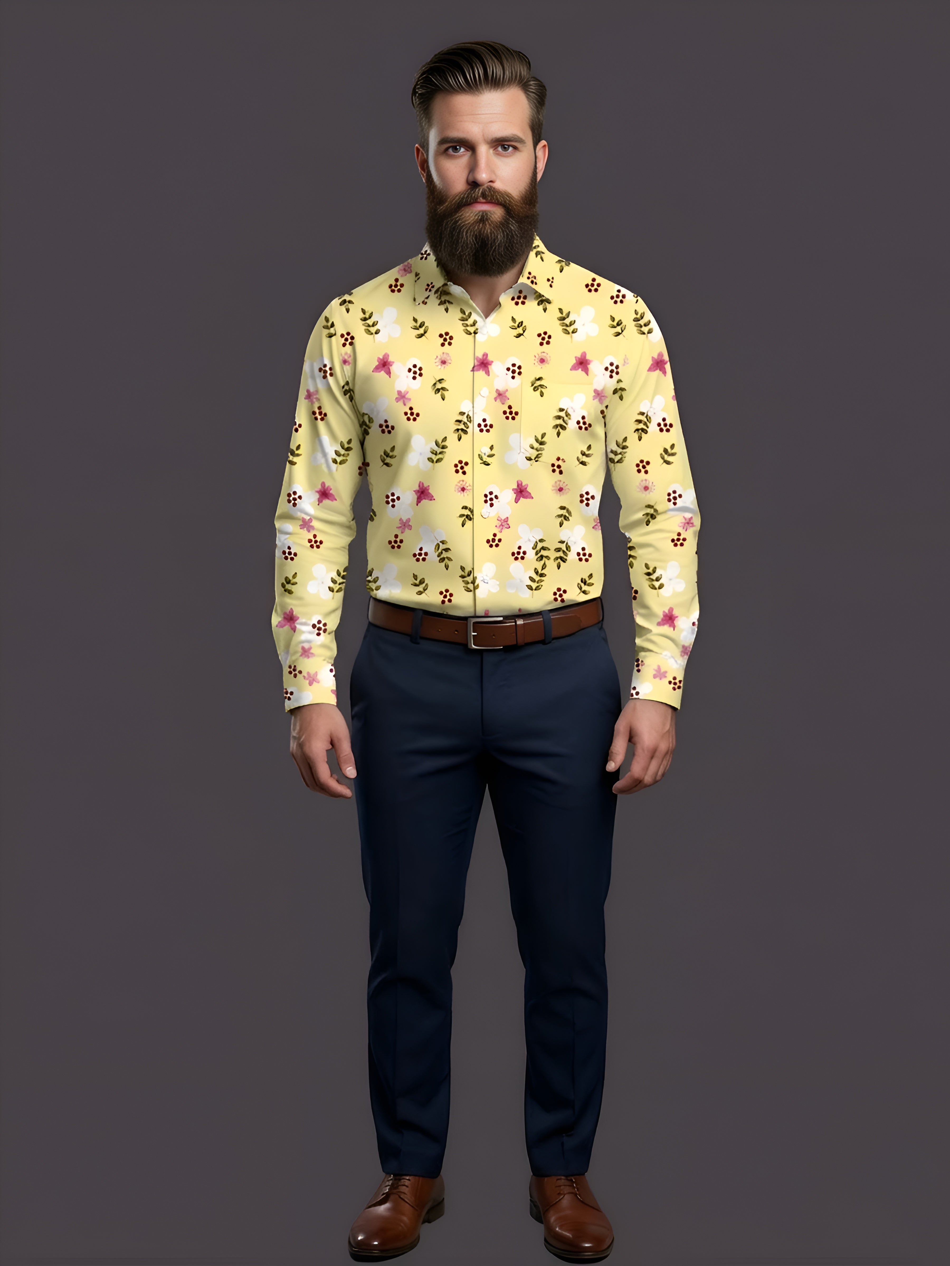 Man`s Digital Printed Creamy Colors Full Sleeve Shits 28