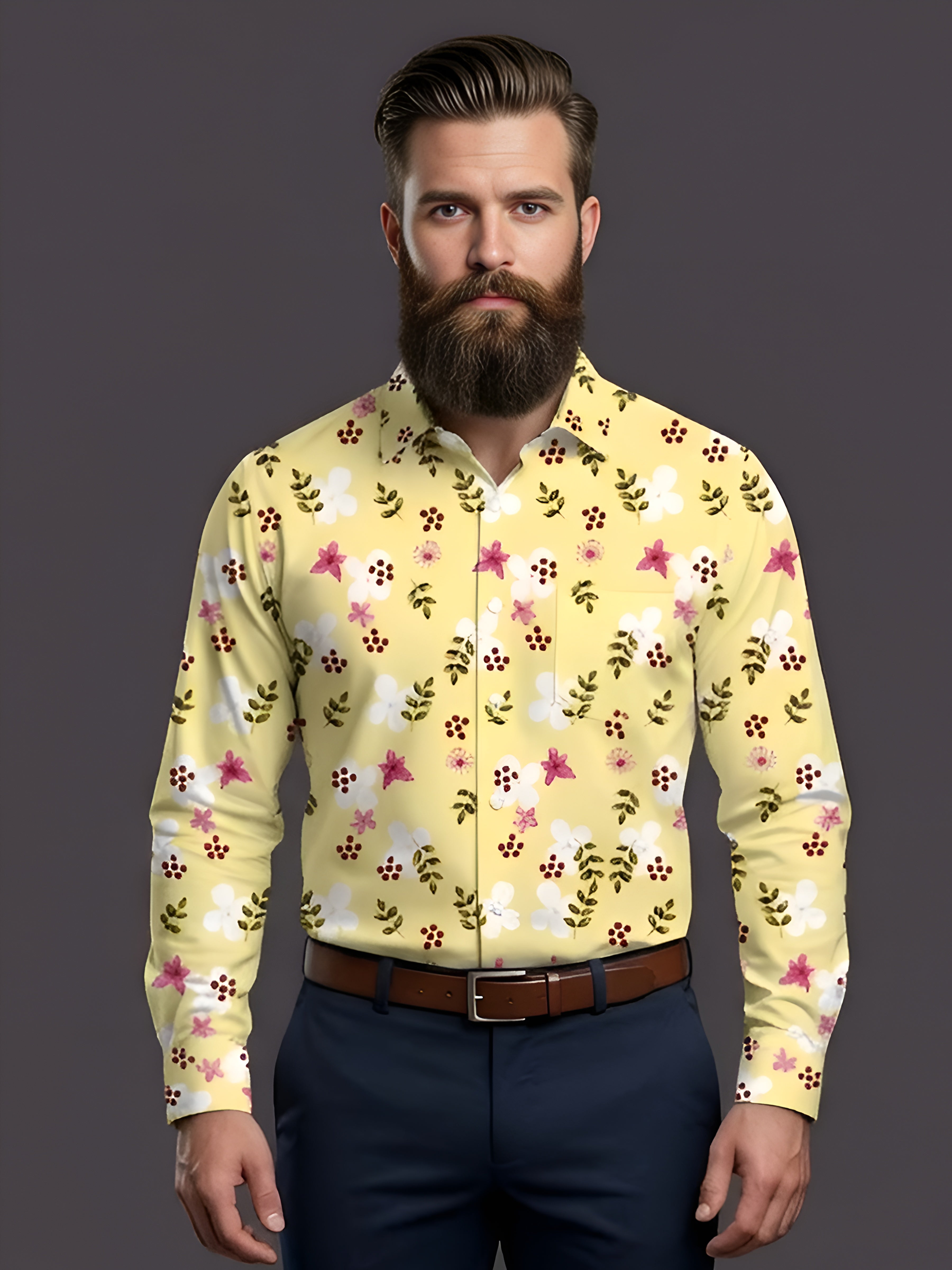 Man`s Digital Printed Creamy Colors Full Sleeve Shits 28