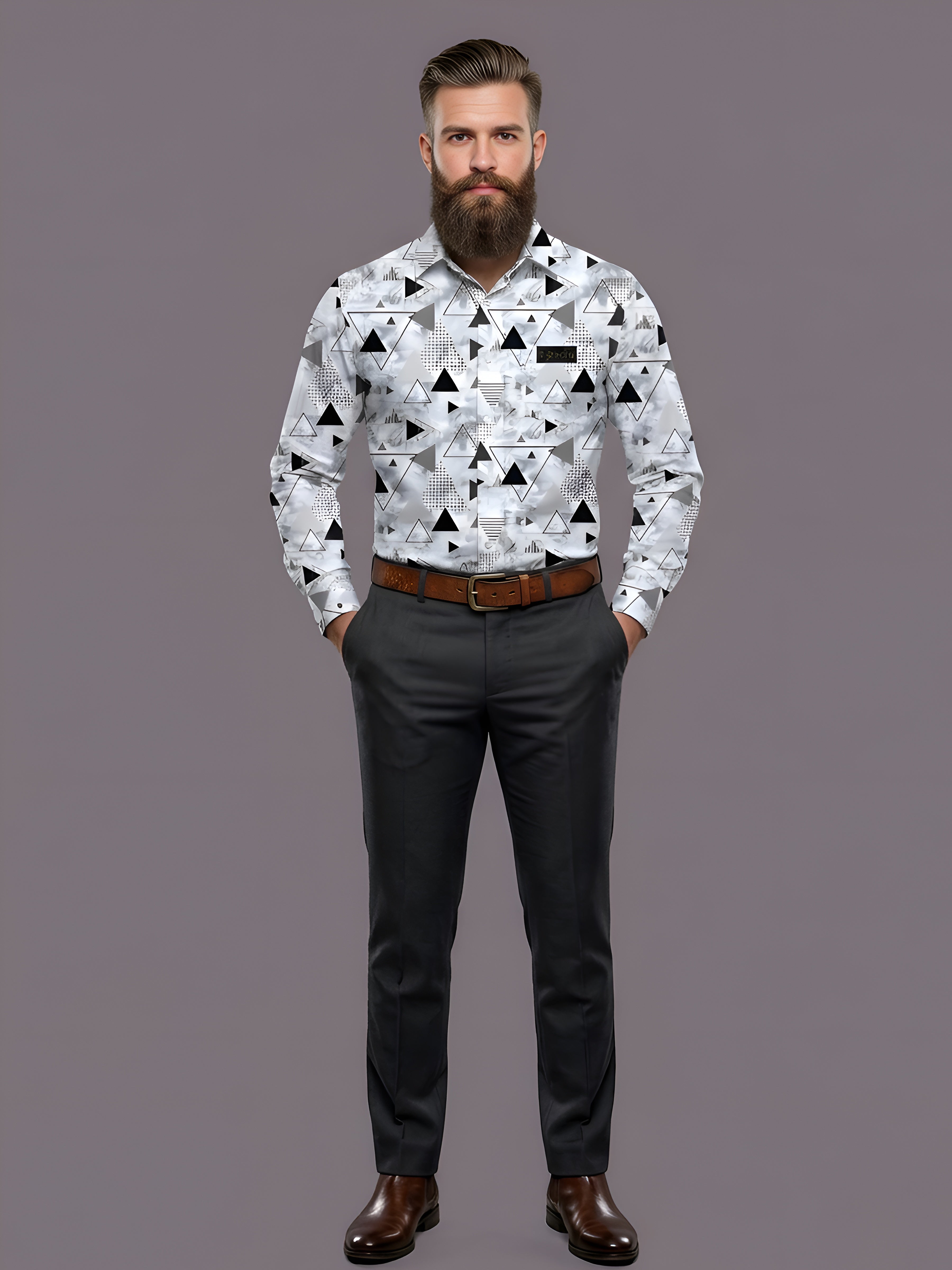 Man`s Digital Printed Creamy Colors Full Sleeve Shits 30