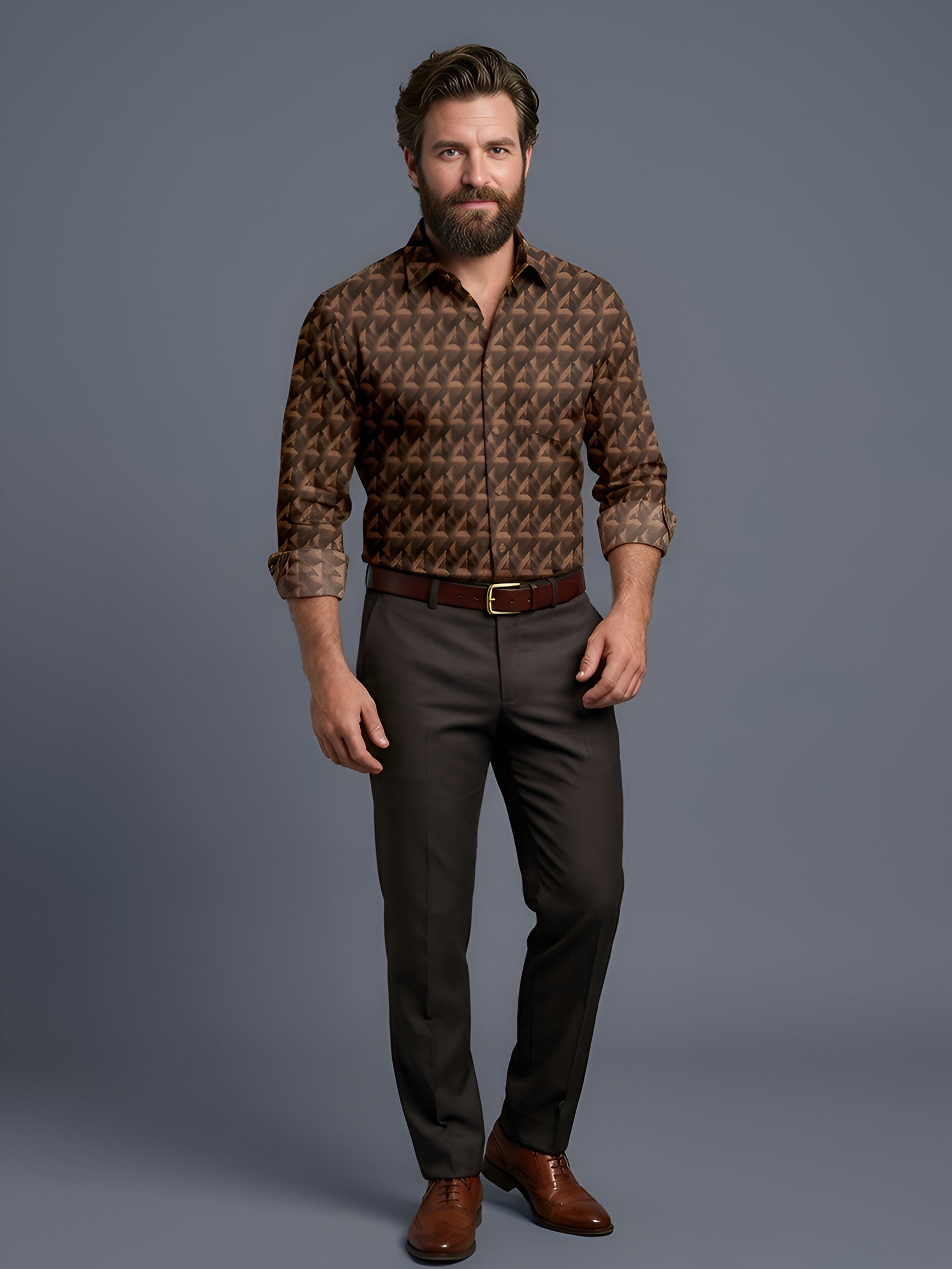 Man`s Digital Printed Creamy Colors Full Sleeve Shits 31