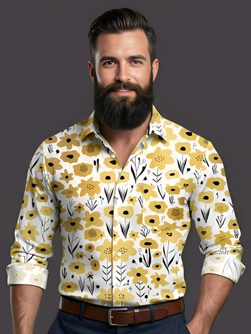 Man`s Digital Printed Creamy Colors Full Sleeve Shits 32