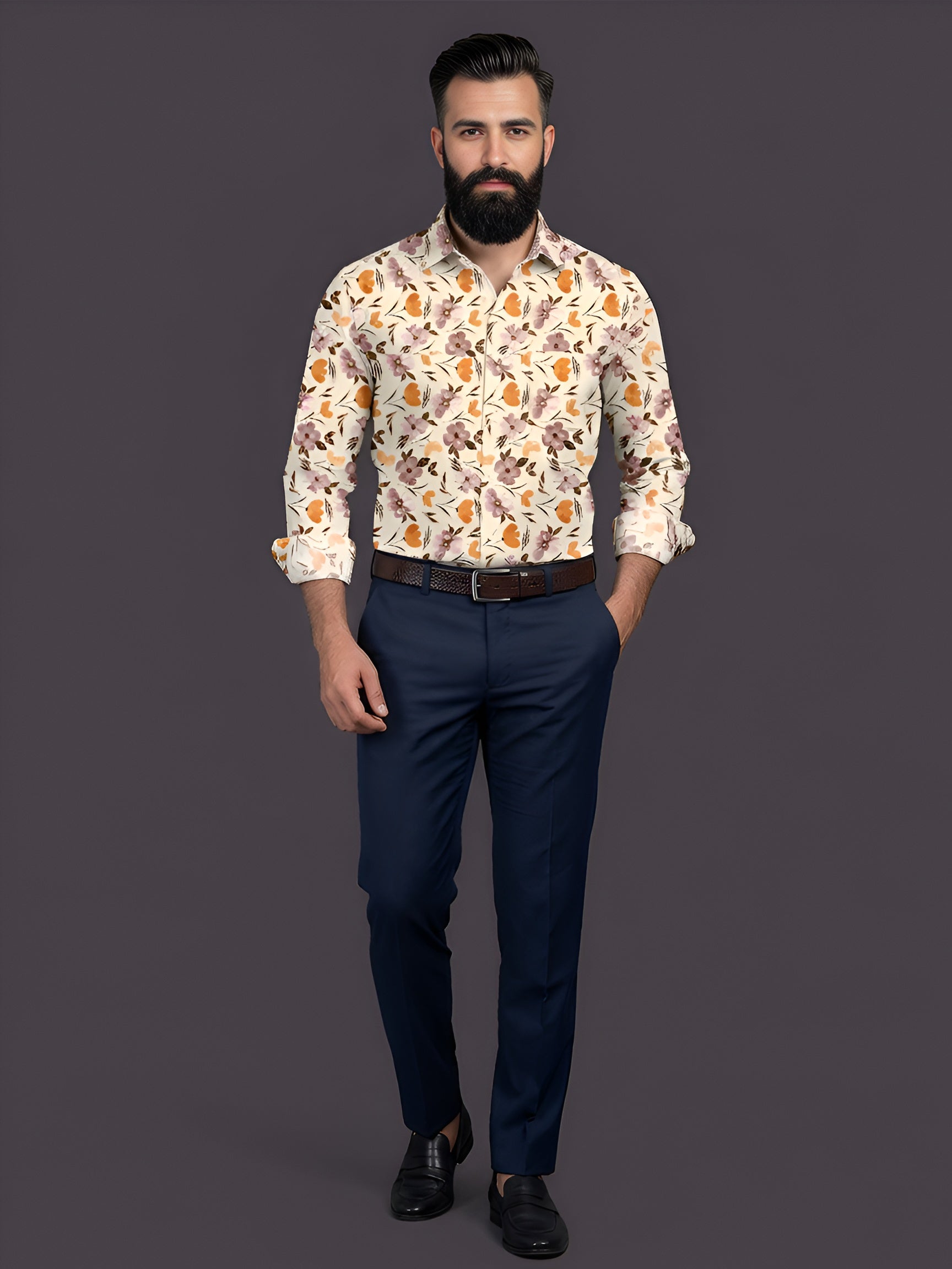 Man`s Digital Printed Creamy Colors Full Sleeve Shits 33