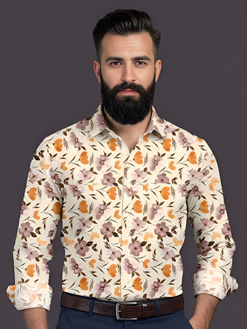 Man`s Digital Printed Creamy Colors Full Sleeve Shits 33
