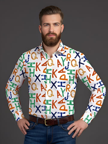 Man`s Digital Printed Creamy Colors Full Sleeve Shits 34