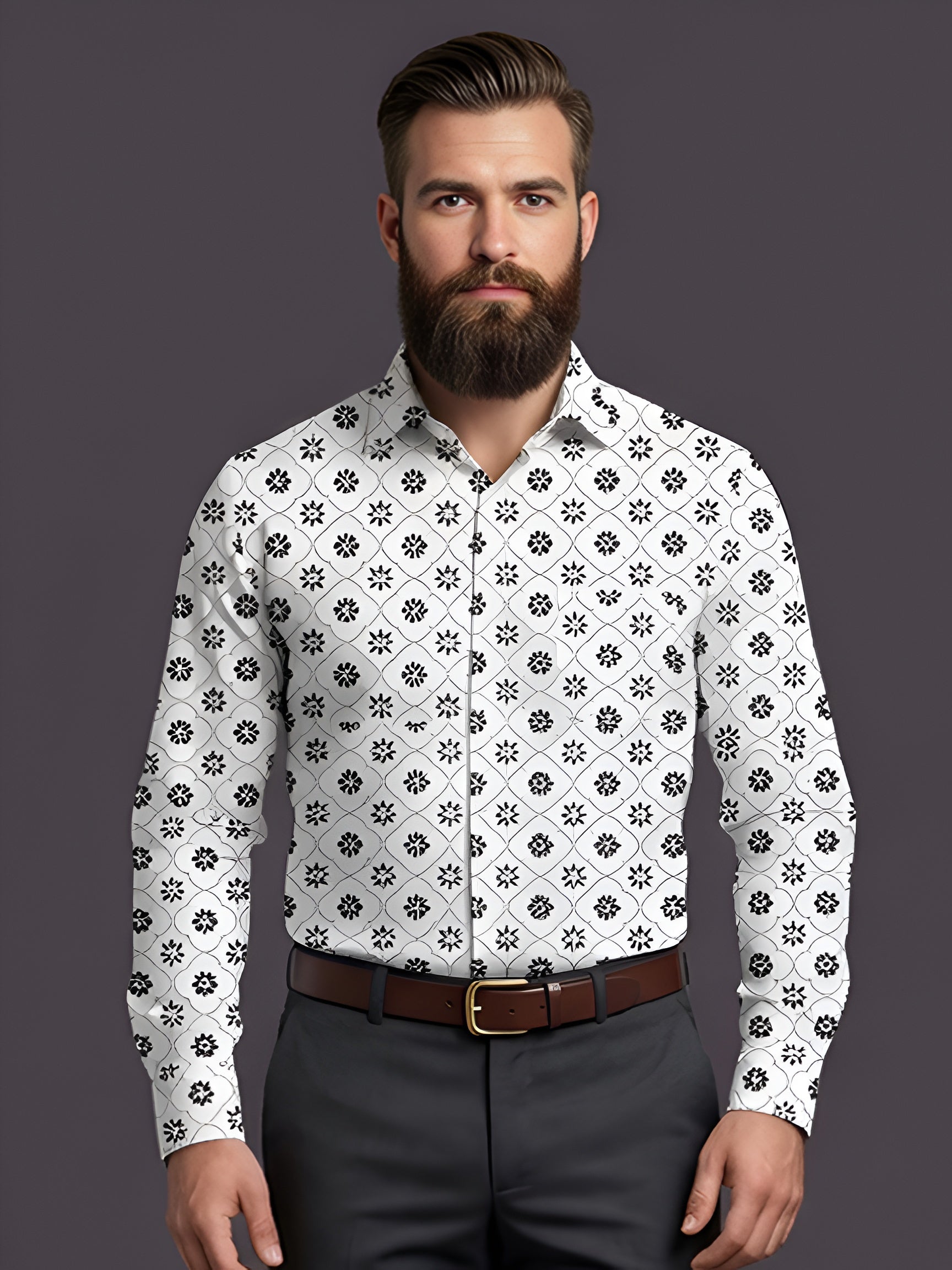 Man`s Digital Printed Creamy Colors Full Sleeve Shits 35
