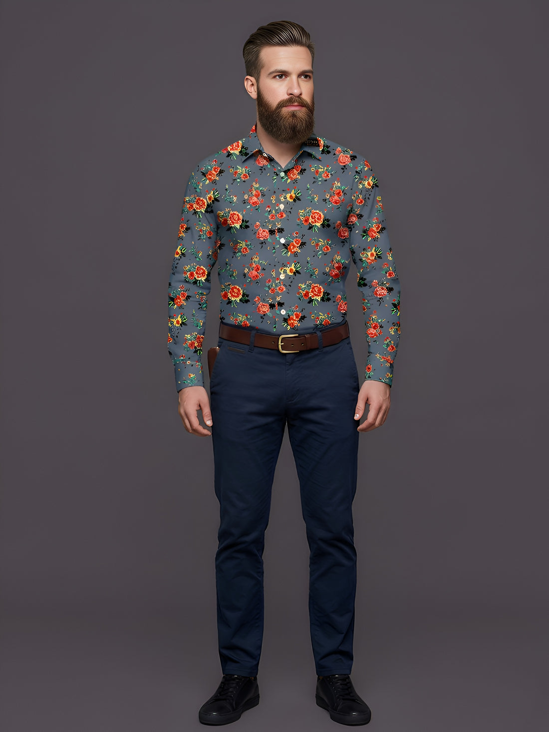Man`s Digital Printed Creamy Colors Full Sleeve Shits 36