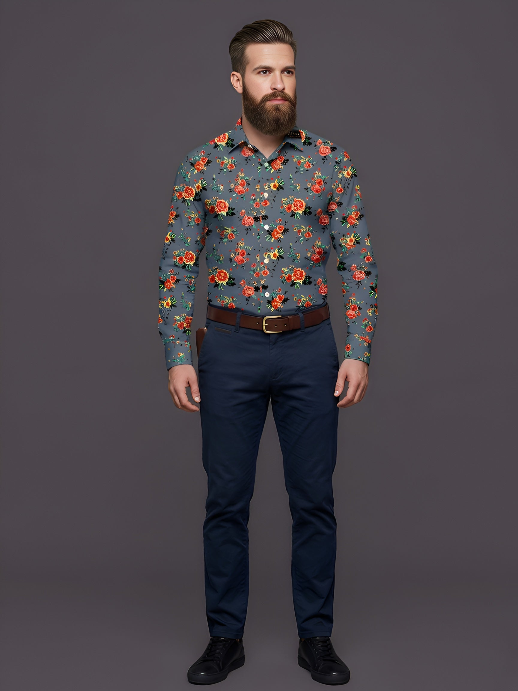 Man`s Digital Printed Creamy Colors Full Sleeve Shits 36