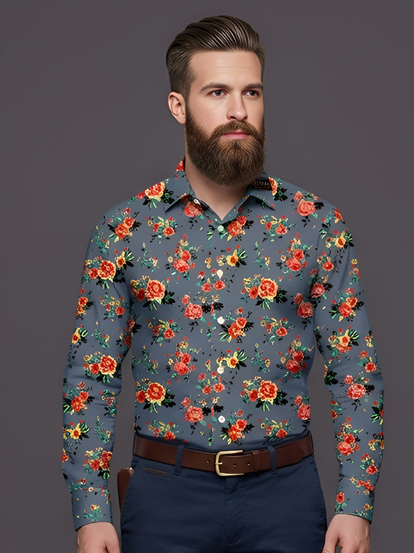 Man`s Digital Printed Creamy Colors Full Sleeve Shits 36