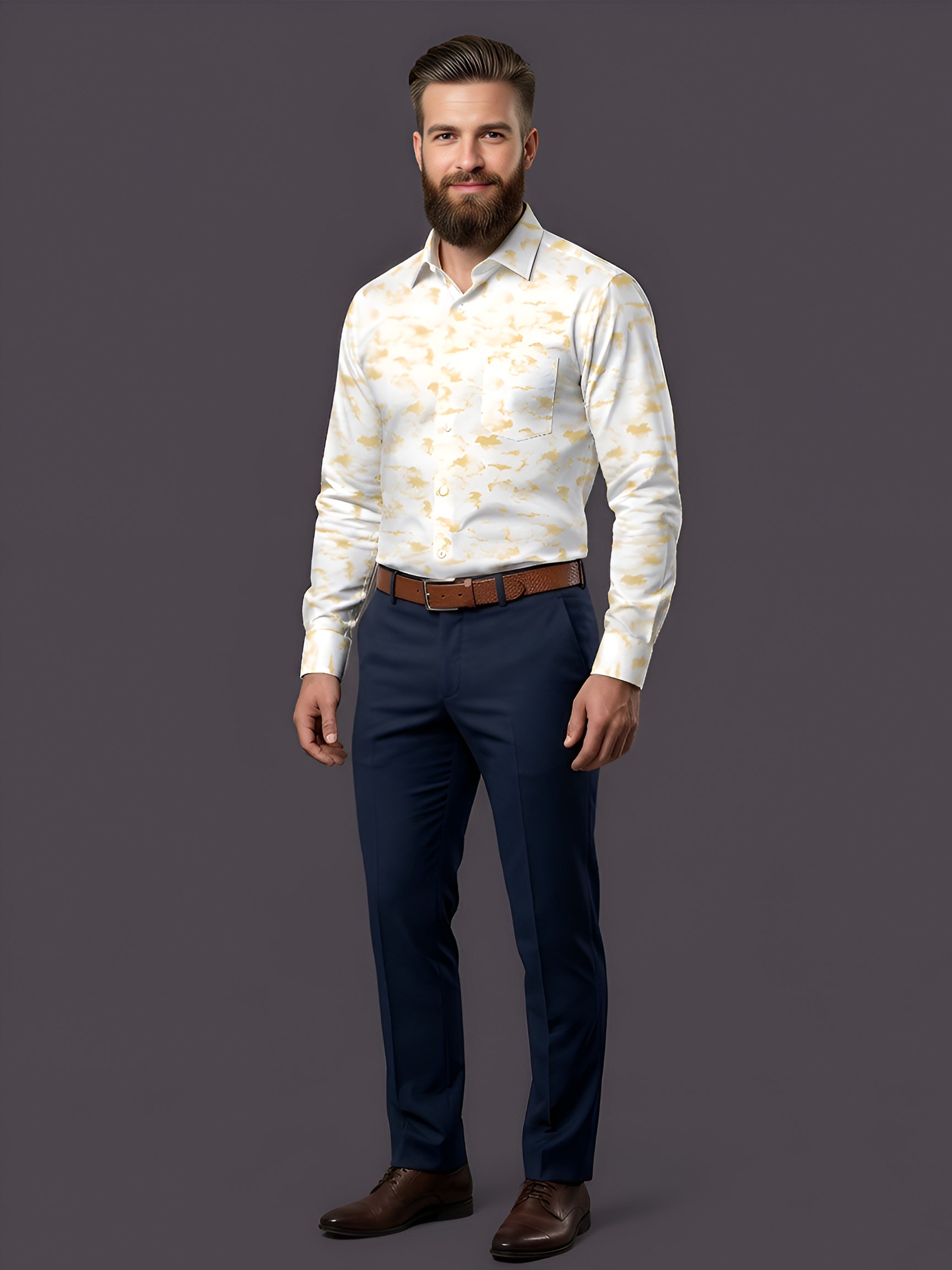 Man`s Digital Printed Creamy Colors Full Sleeve Shits 40