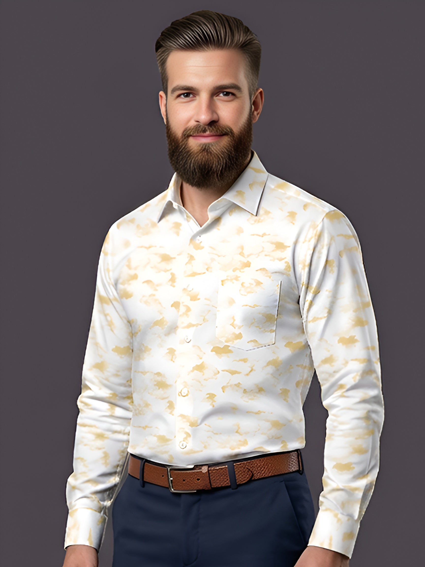 Man`s Digital Printed Creamy Colors Full Sleeve Shits 40