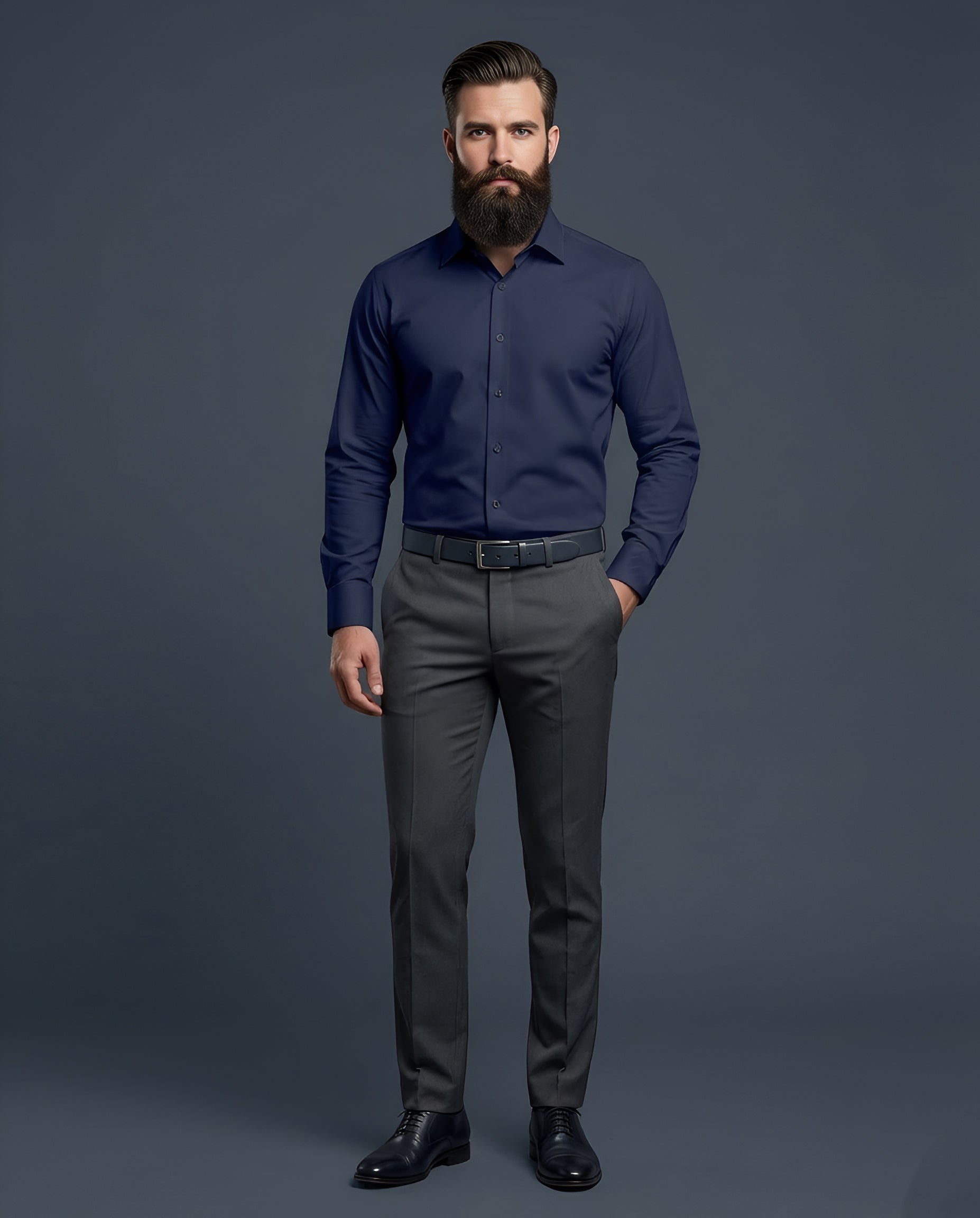 PRUSSIAN | SLIM FIT CASUAL PLAIN SHIRT 1004