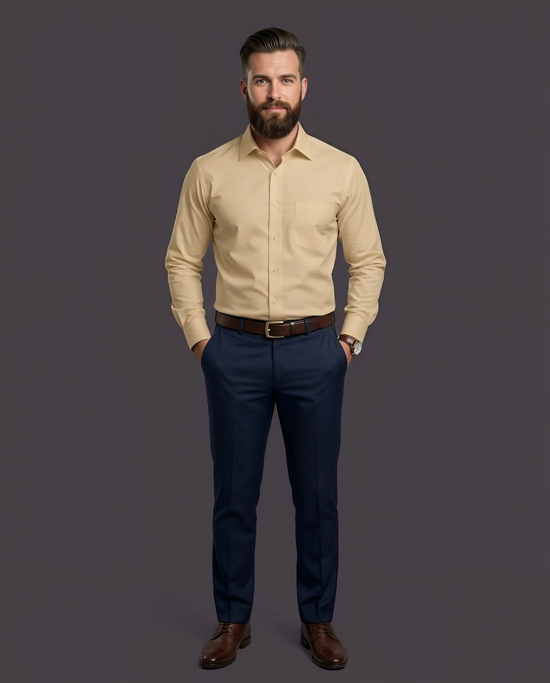 TAWNY SLIM FIT CASUAL PLAIN SHIRT 1007