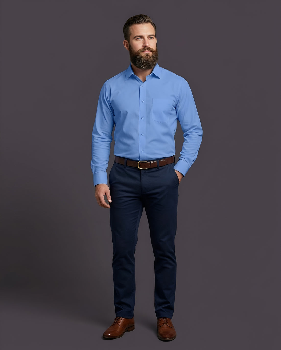 AZERE | SLIM FIT CASUAL PLAIN SHIRT 1010
