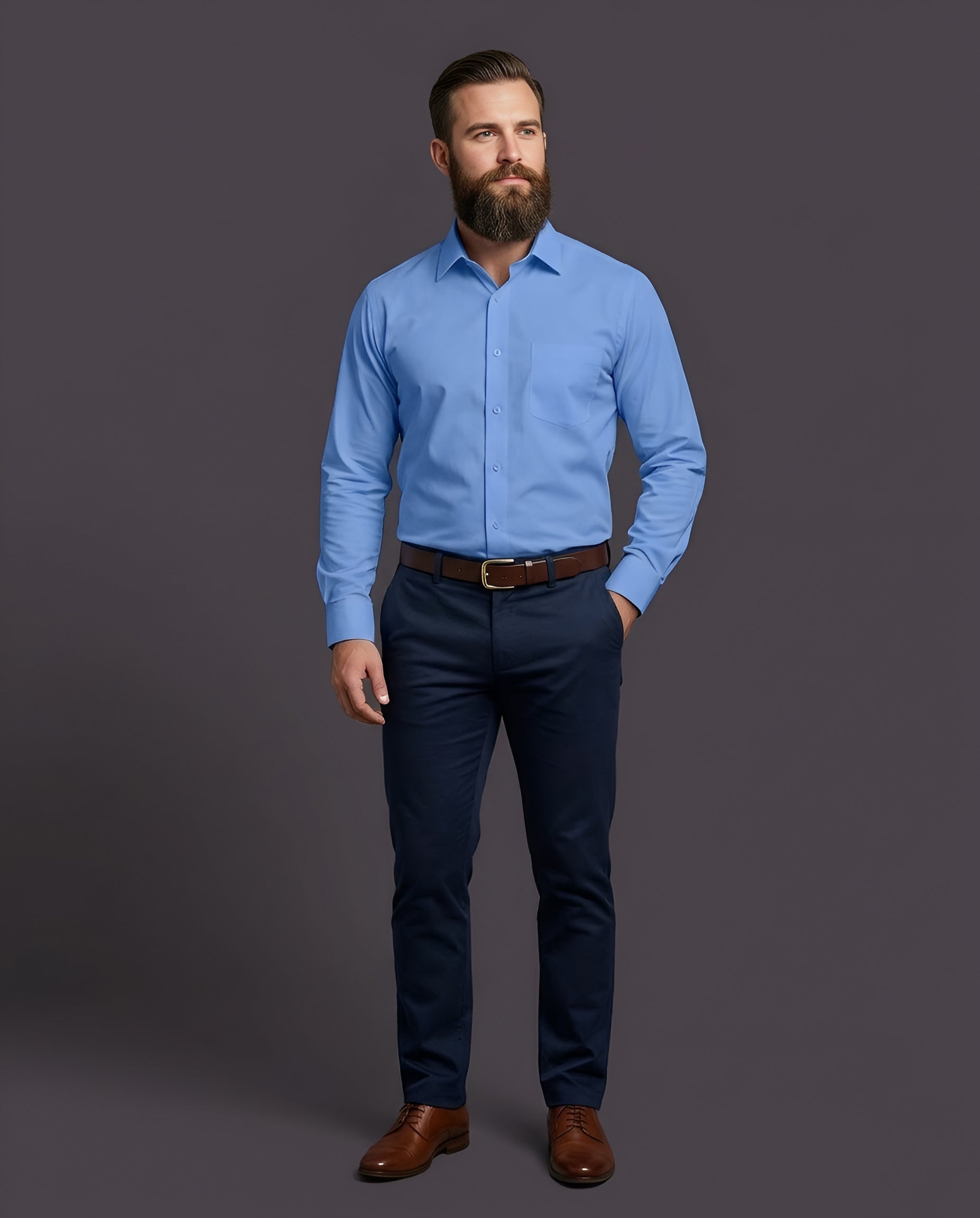 AZERE | SLIM FIT CASUAL PLAIN SHIRT 1010