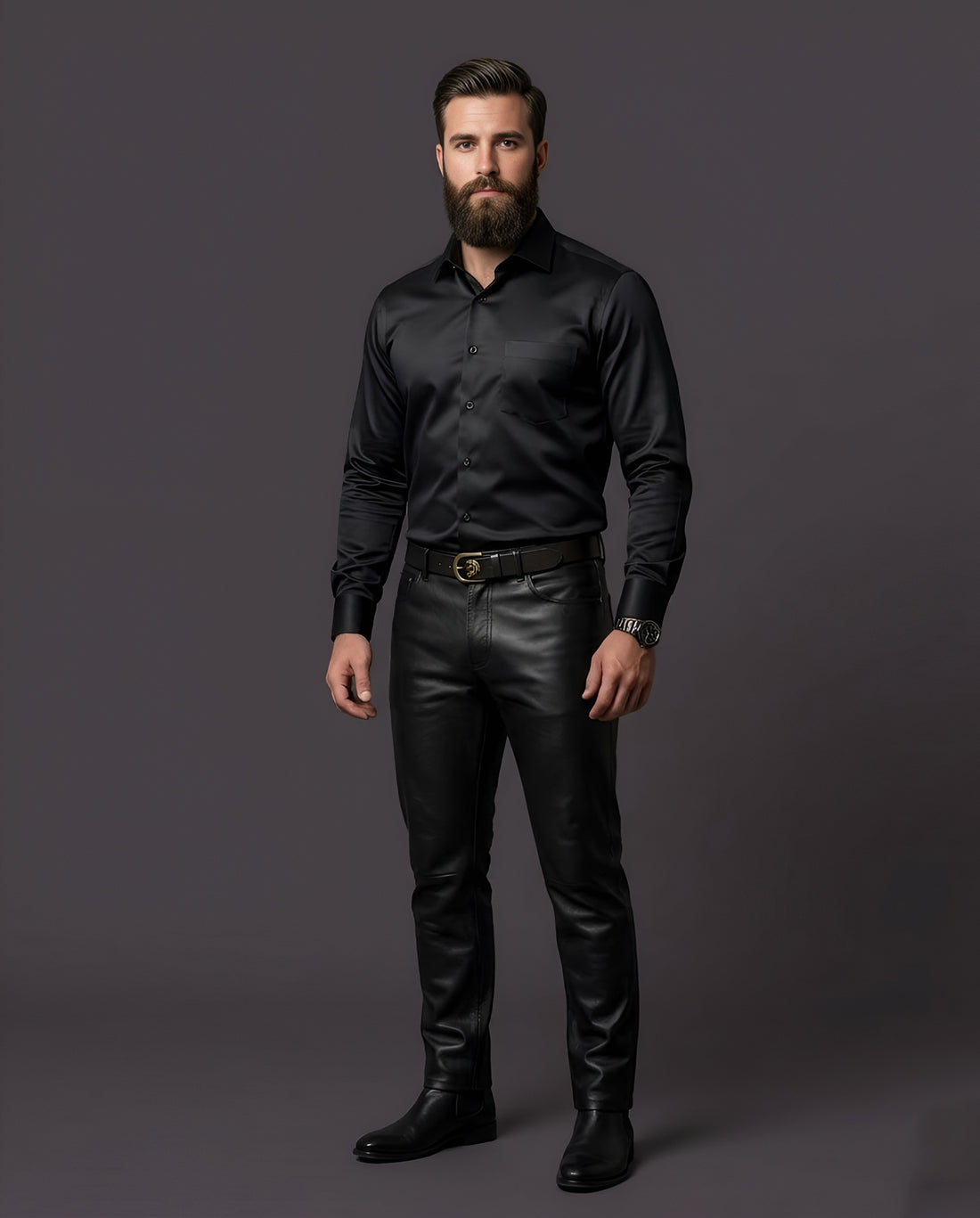 DENIM BLACK | SLIM FIT CASUAL PLAIN SHIRT 1015