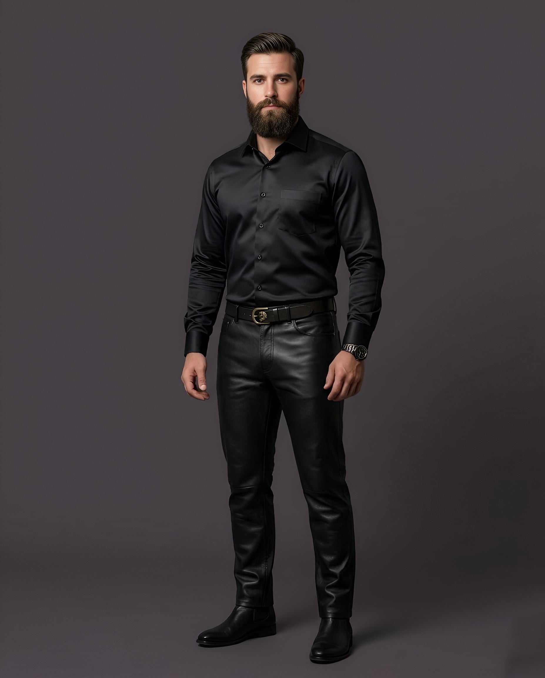 DENIM BLACK | SLIM FIT CASUAL PLAIN SHIRT 1015