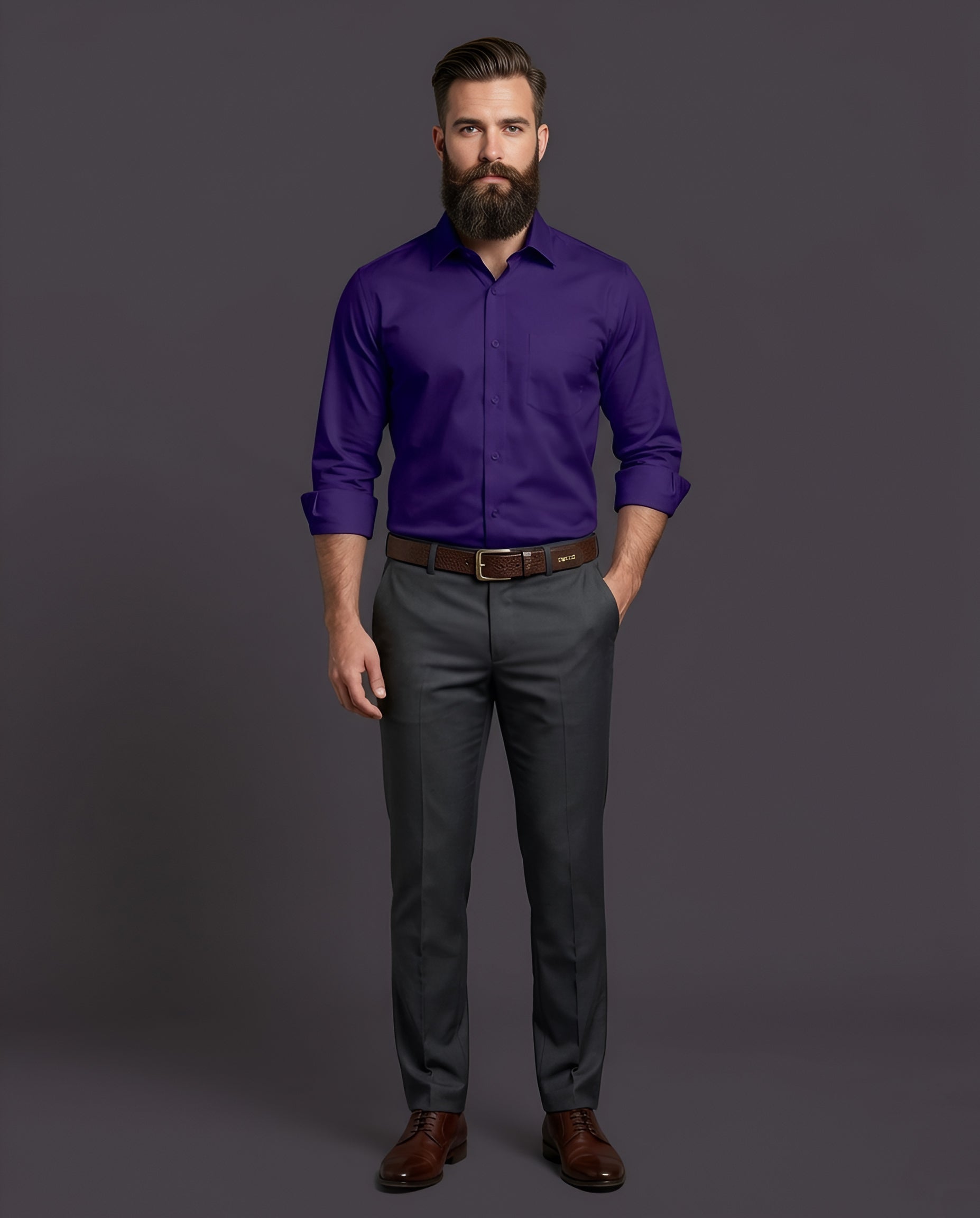 EGPLAN | SLIM FIT CASUAL PLAIN SHIRT 1018