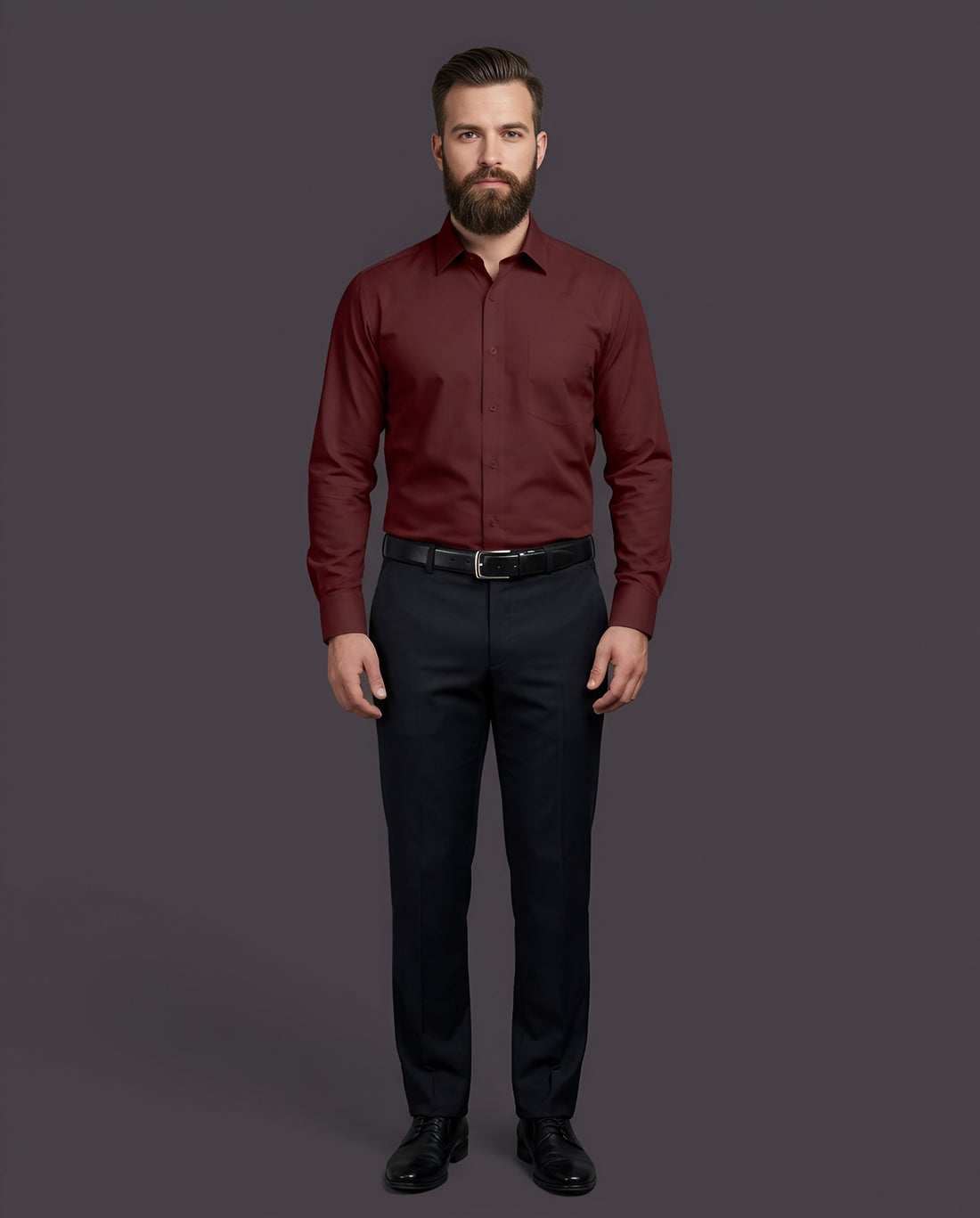BURGUNDY | SLIM FIT CASUAL PLAIN SHIRT 1020