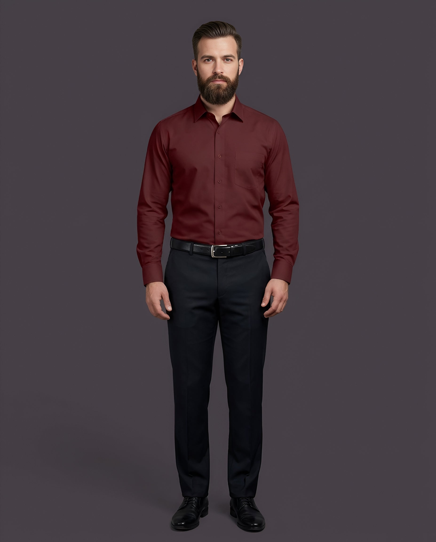 BURGUNDY | SLIM FIT CASUAL PLAIN SHIRT 1020