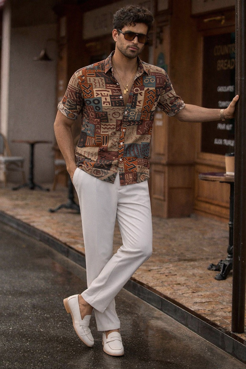 Tribal Print Half Sleeve Casual Shirt