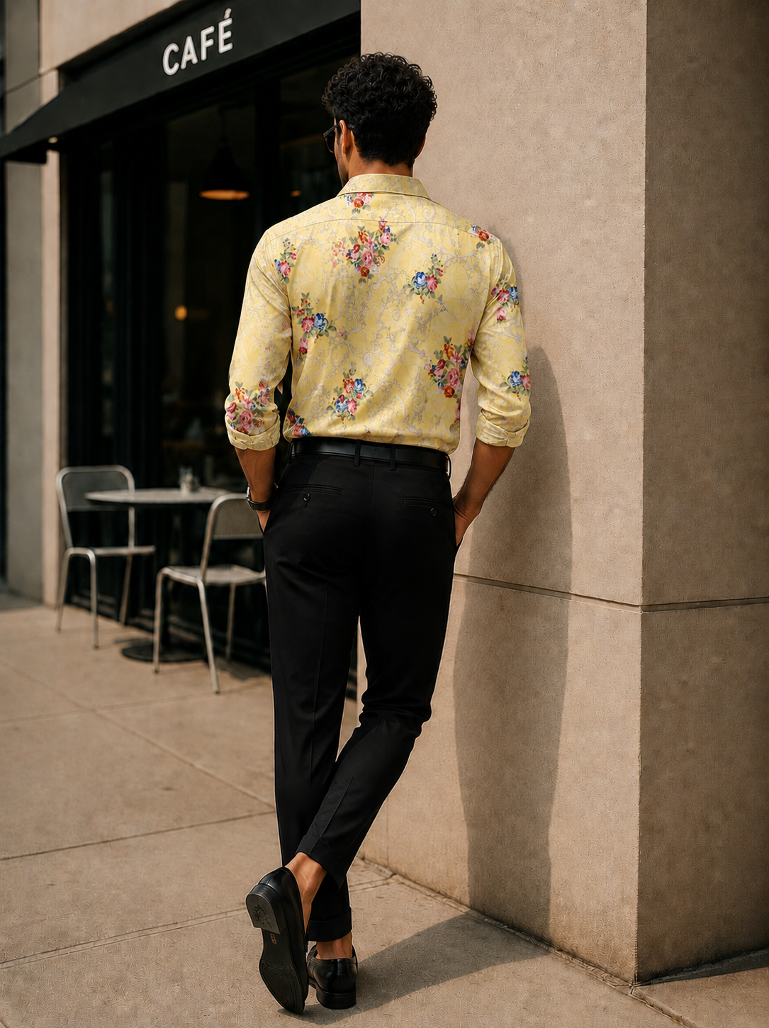 Men's Yellow Floral Printed Pure Cotton Casual Shirt
