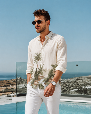 Tropical Palm Print Shirt – Luxury Summer Casual Wear