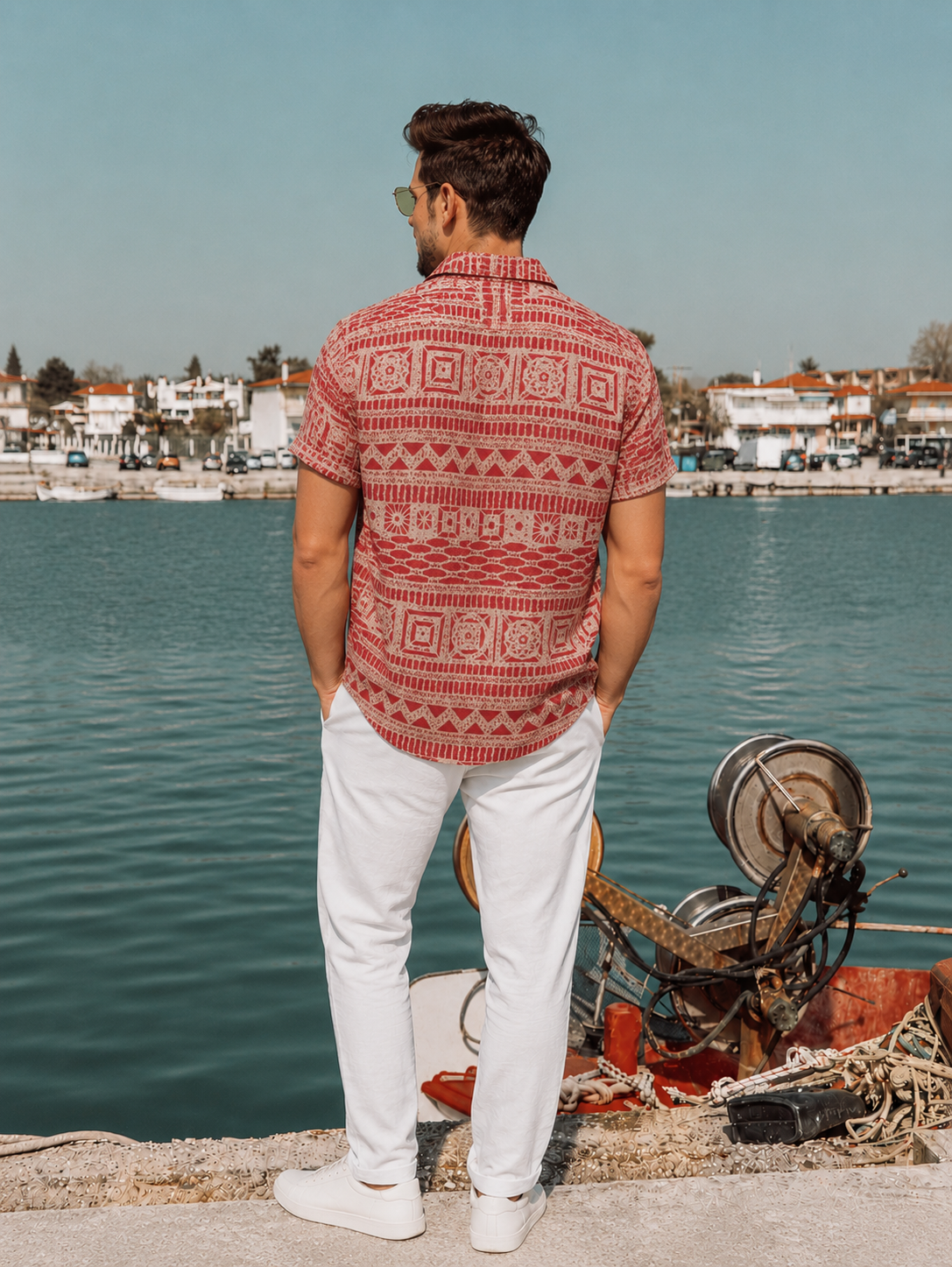 Men’s Tribal Print Half Sleeve Shirt – Premium Summer Casual Wear