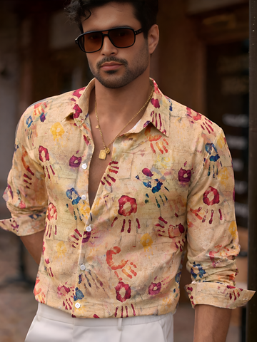 Man`s Digital Printed Creamy Colors Full Sleeve Shits 26