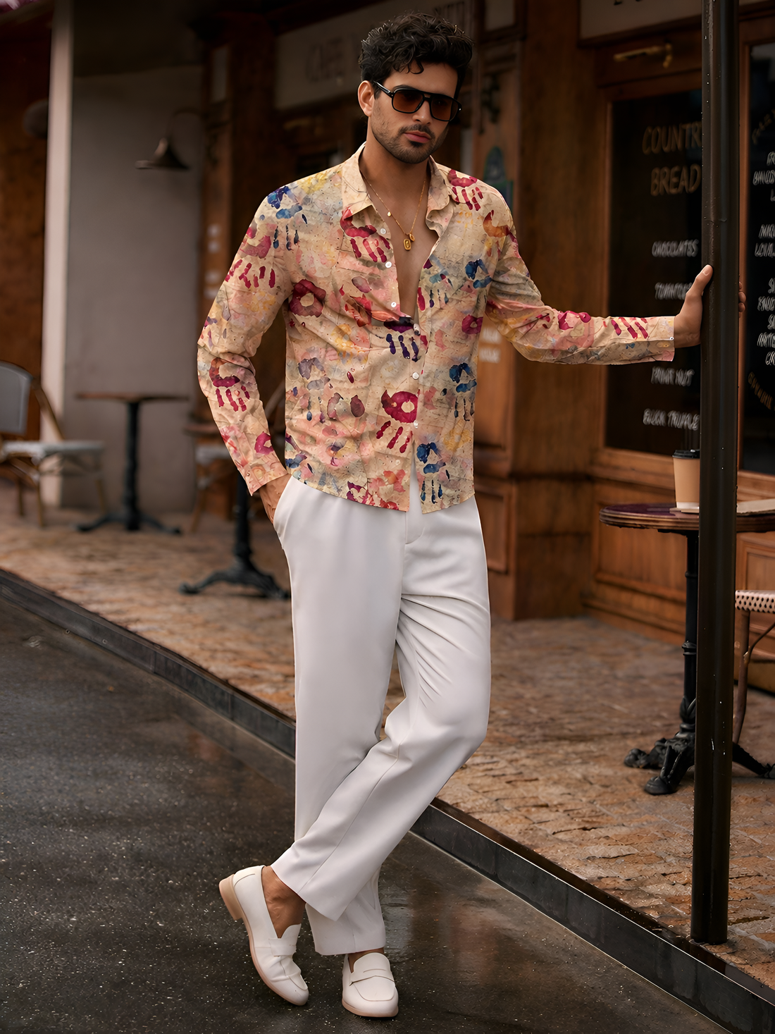 Man`s Digital Printed Creamy Colors Full Sleeve Shits 26