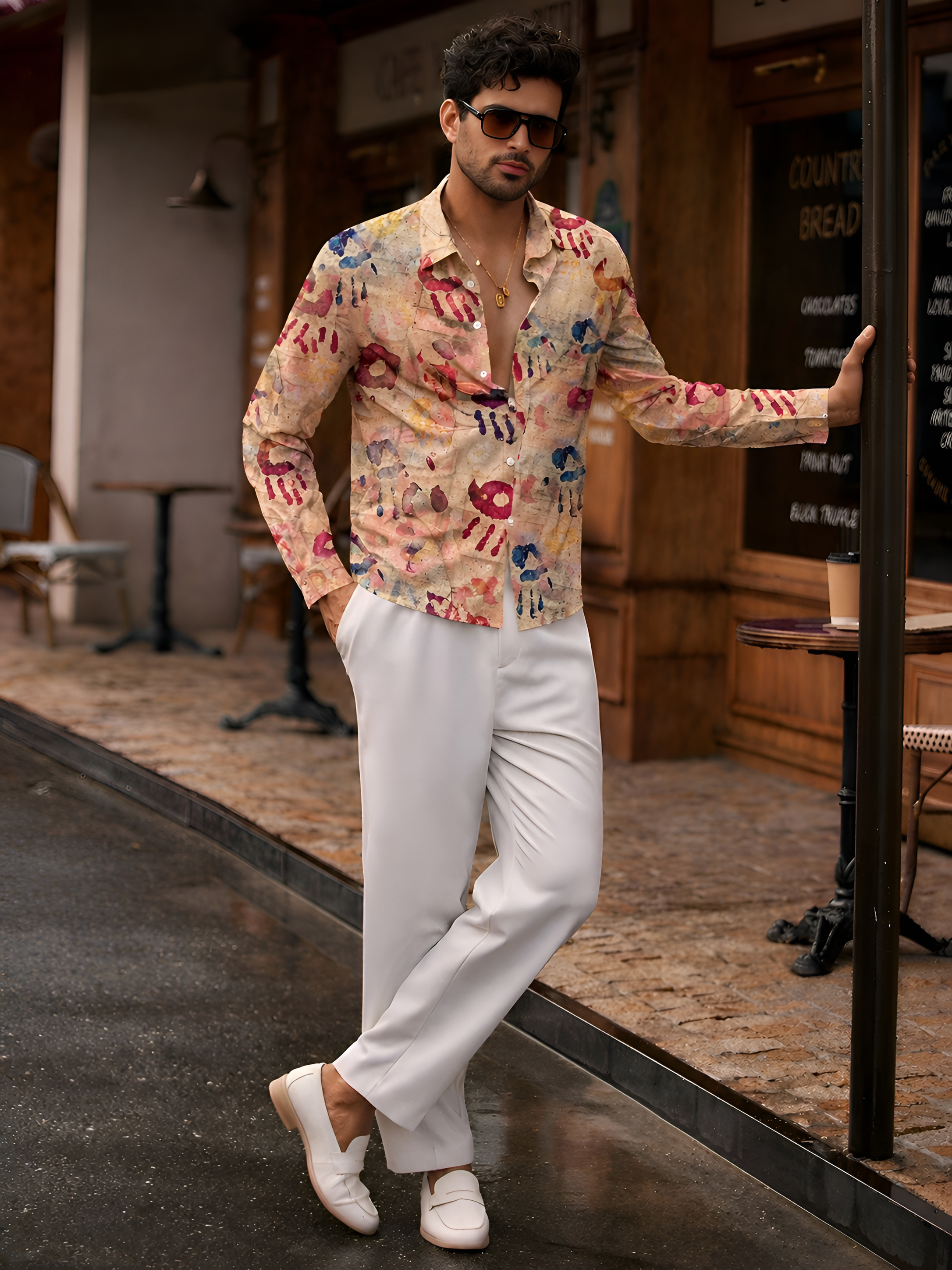 Man`s Digital Printed Creamy Colors Full Sleeve Shits 26