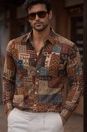 Tribal Print Half Sleeve Casual Shirt